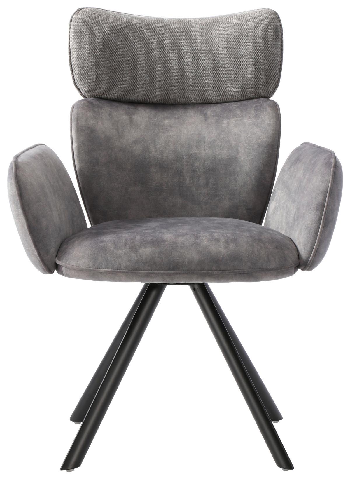 KRZESŁO Z PODŁOKIETNIKAMI GEROLD   -HOM IN- - czarny/szary, Design, metal/tkanina (64,5/93/61cm) - Hom`in