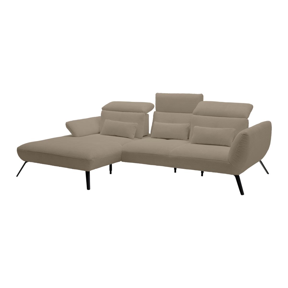 Wohnlandschaft Seattle Taupe - Taupe/Schwarz, MODERN, Holzwerkstoff/Textil (196/301cm) - Premium Living