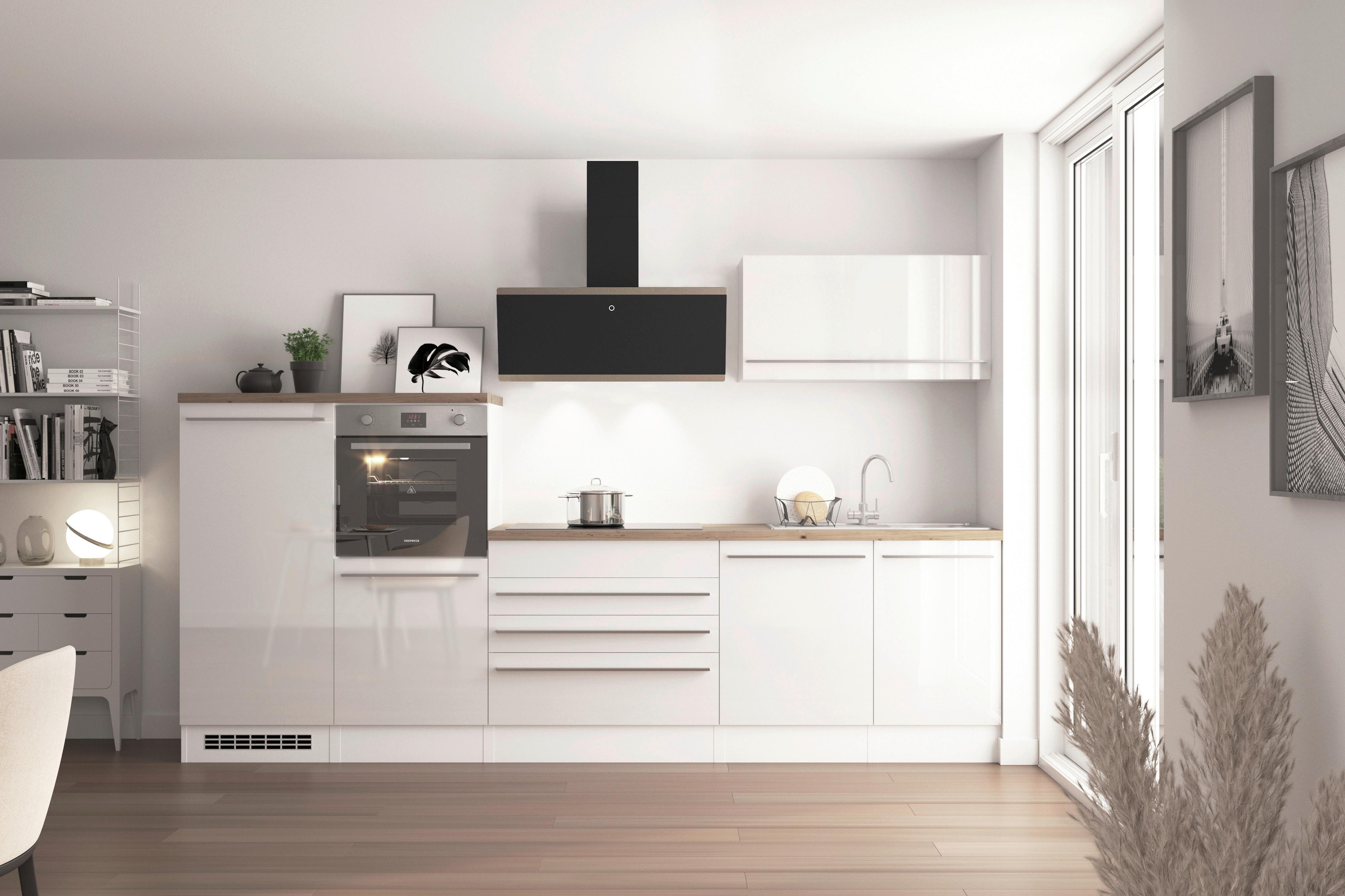 Kuhinjski Blok Z Aparati Gabriel, 320cm - barve nerjavečega jekla/bela, Design, umetna masa/leseni material (320cm) - Respekta