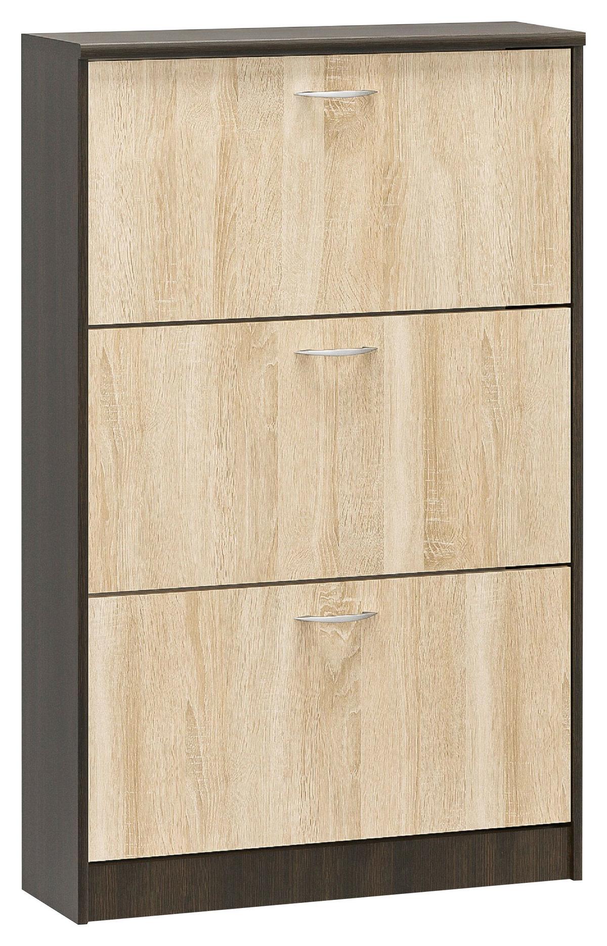 Billenős Cipősszekrény 3 Ajtós Gery - wenige/Sonoma tölgy, Konventionell, faalapú anyag (60/127,2/26,8cm)