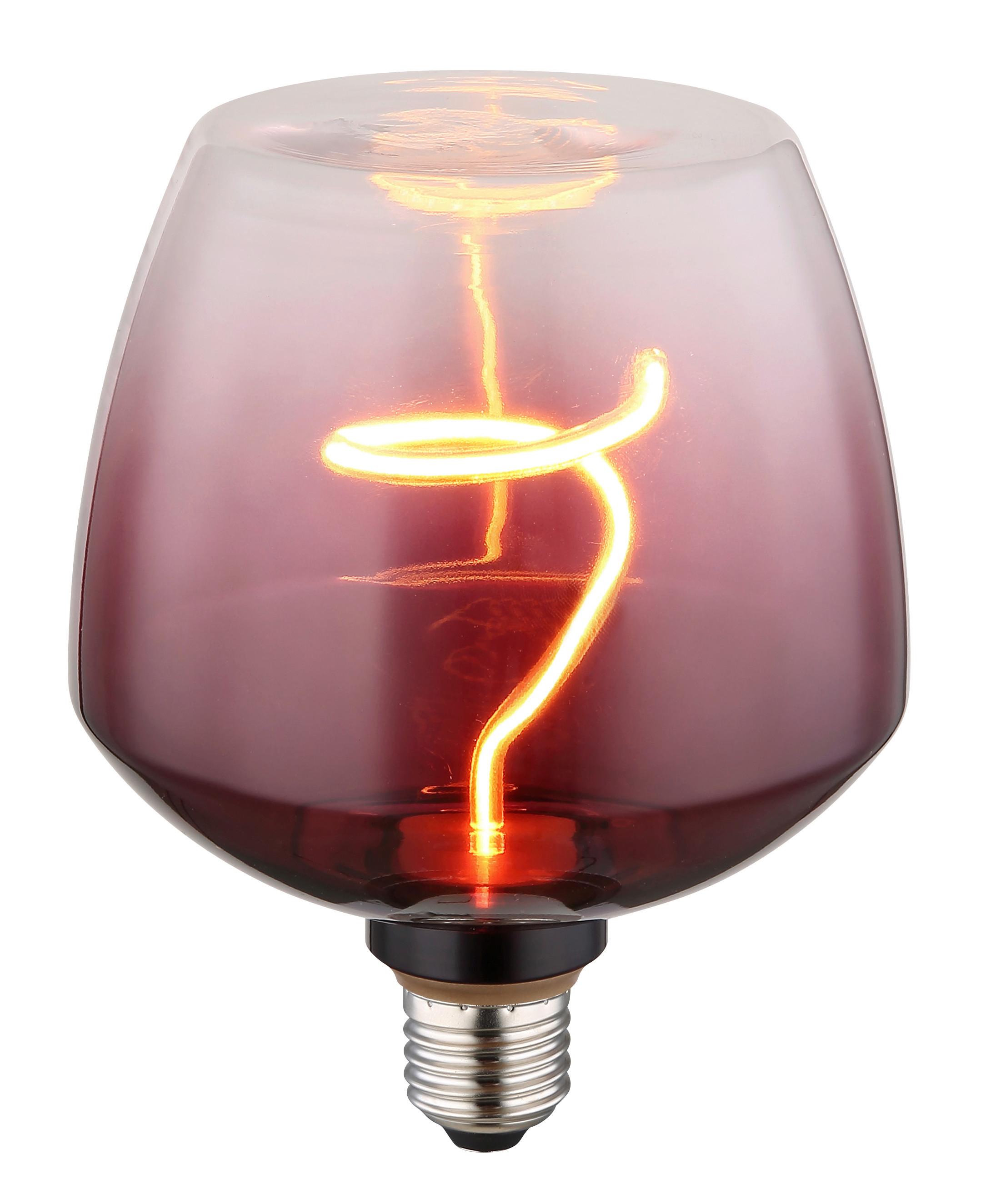 LED-Leuchtmittel 11539B - Klar/Brombeere, Modern, Glas/Metall (12,3/16,3cm) - Mömax