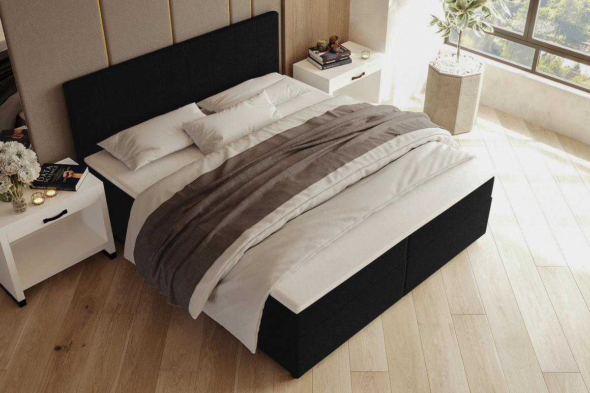 Boxbett Odin Schwarz ca. 140x200cm - Schwarz, KONVENTIONELL, Kunststoff/Textil (140/200cm) - Based