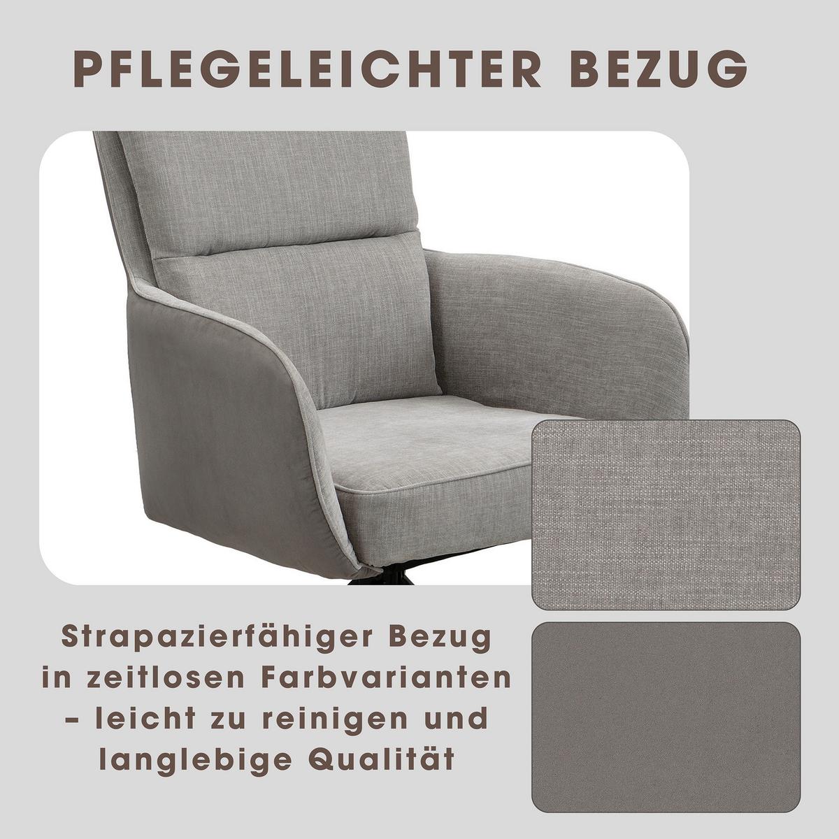 STUHL-SET TINO - Hellgrau/Schwarz, MODERN, Textil/Metall (62/94/70cm) - MID.YOU