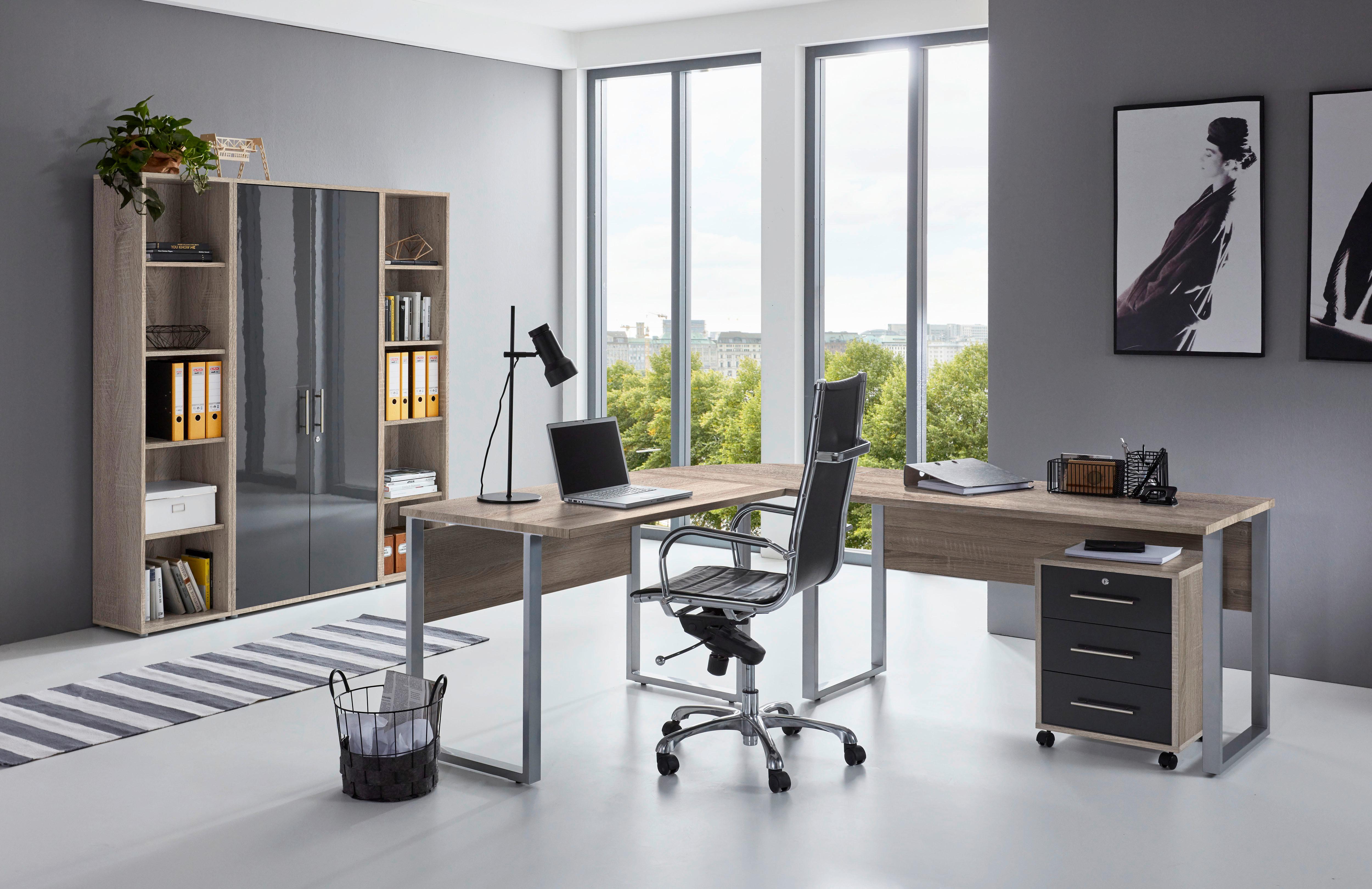 Büro Office Edition Set 3 Sonoma Eiche/Anthrazit - Anthrazit Hochglanz/Sonoma Eiche, MODERN, Holzwerkstoff - MID.YOU
