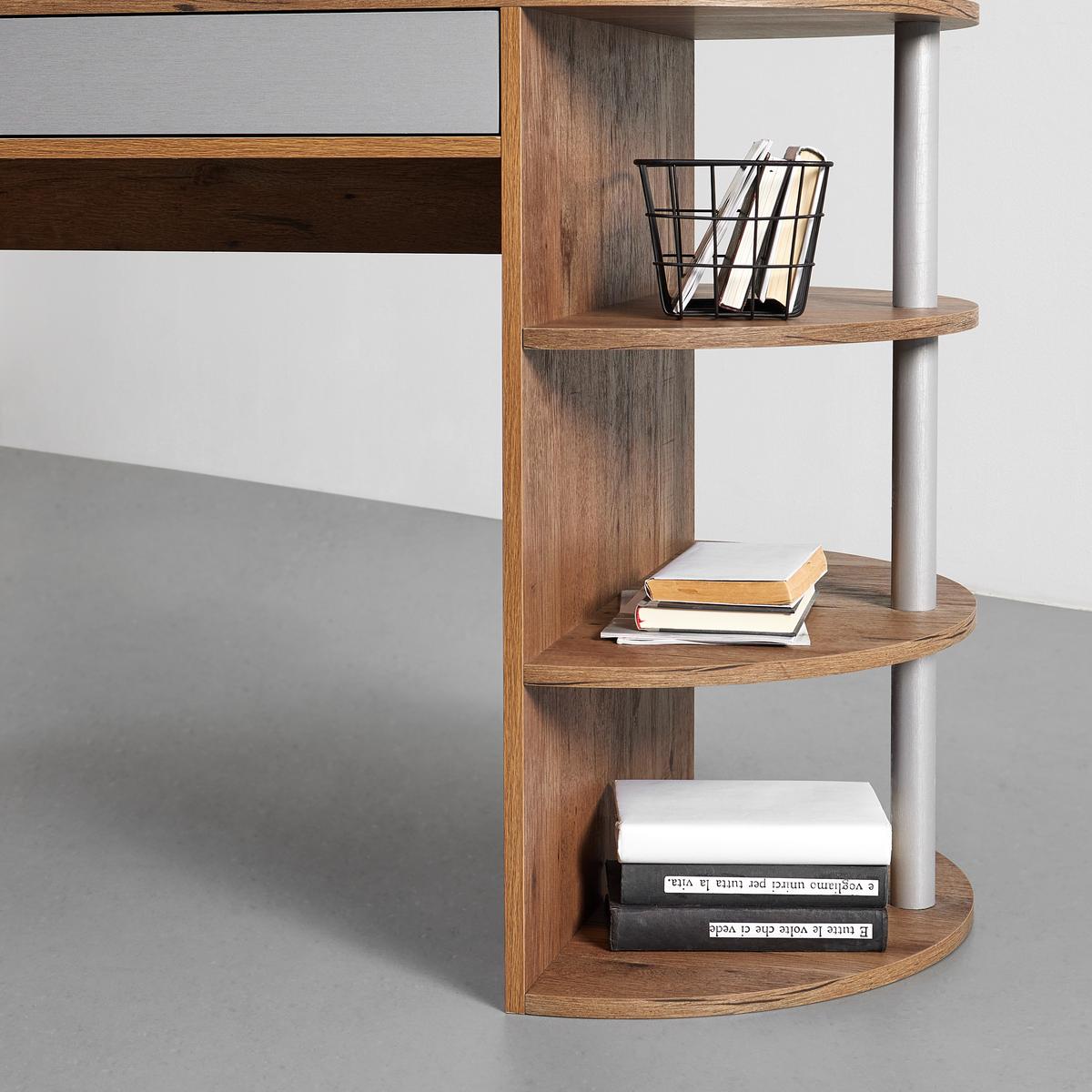 Moderna Pisalna Miza Lovino Barva Hrasta, Srebrno Siva - srebrne barve/barve hrasta, Moderno (121/76/60cm) - Bessagi Home