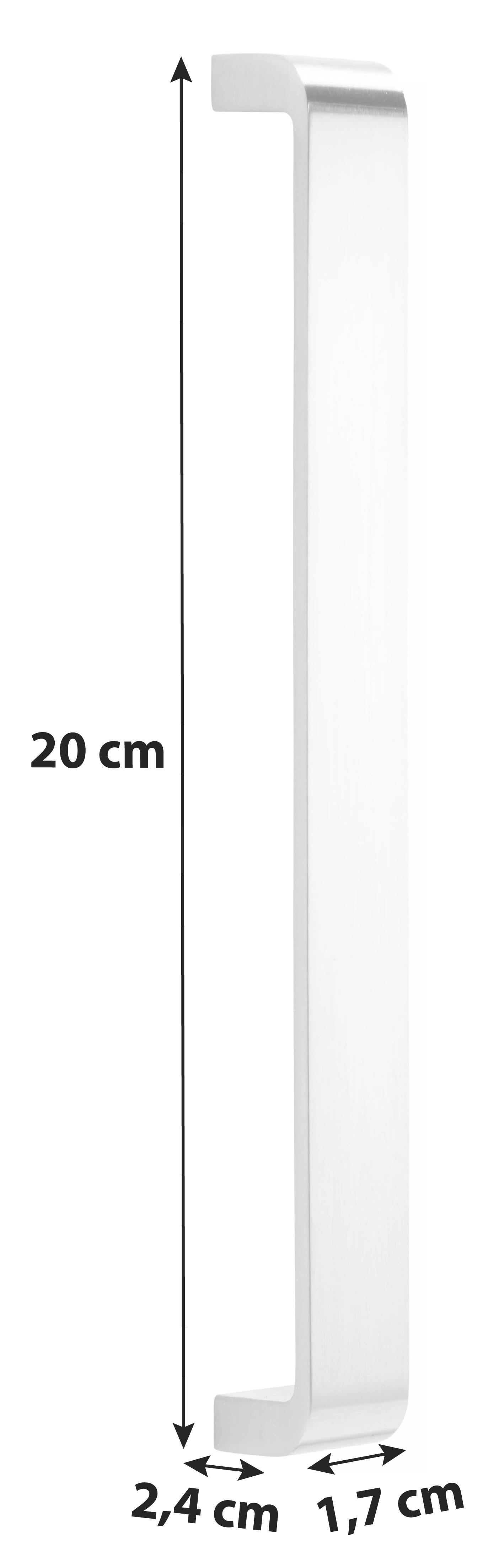 Schrankgriff Unit L:20cm Edelstahl Gebürstet - Edelstahlfarben, MODERN, Metall (20/2,4/1,7cm) - Based