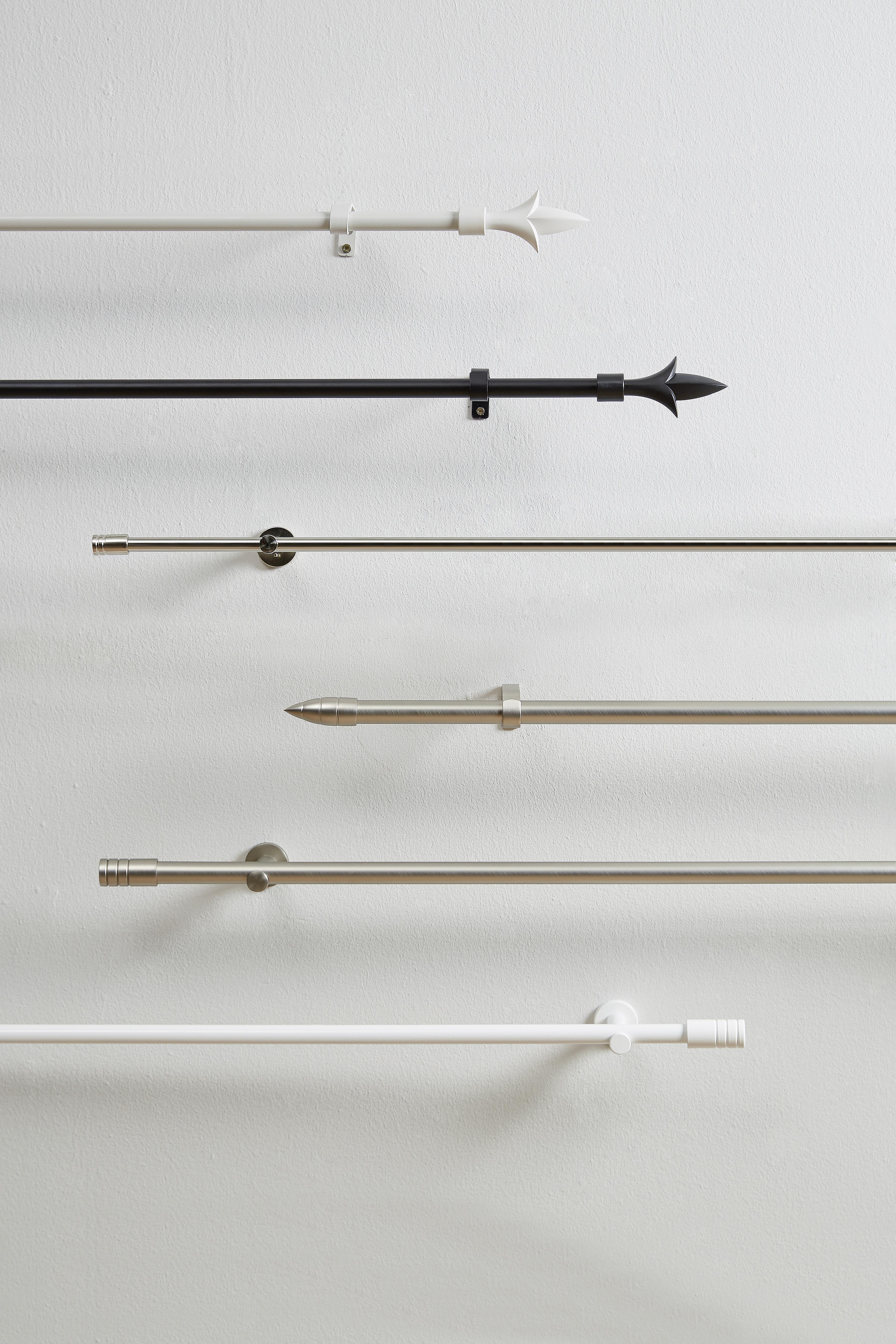 Vorhangstangenset Tonne aus Metall, ca. 140cm - Edelstahlfarben, Metall (140cm) - Modern Living