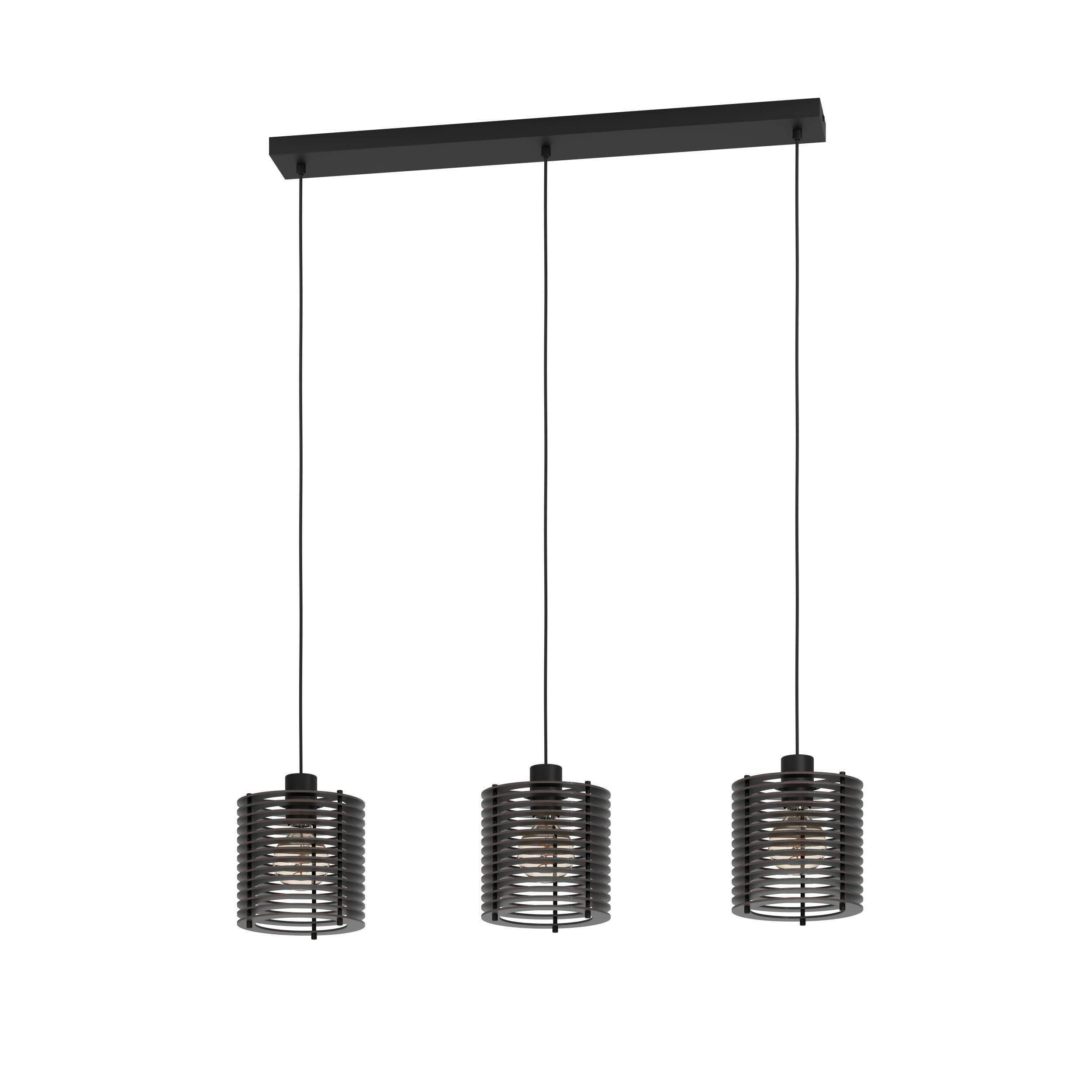 Hängeleuchte 900738_segovia - Schwarz, Design, Holz/Metall (88/18/110cm) - Eglo