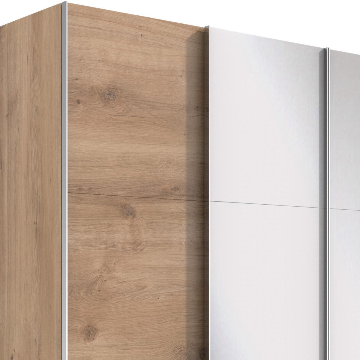 Ormar S Kliznim Vratima Level 36a - boje hrasta/boje kroma, Basics, staklo/drvni materijal (350/216/65cm) - Modern Living