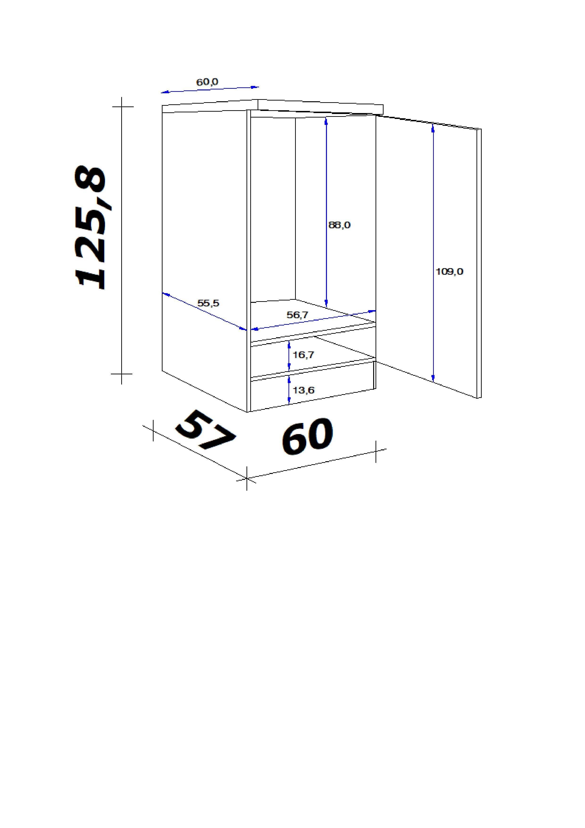 Omara Za Vgradno Napravo Lucca, Bela, Rjava - bela/barve aluminija, Konvencionalno, umetna masa/leseni material (60/126/60cm) - FlexWell