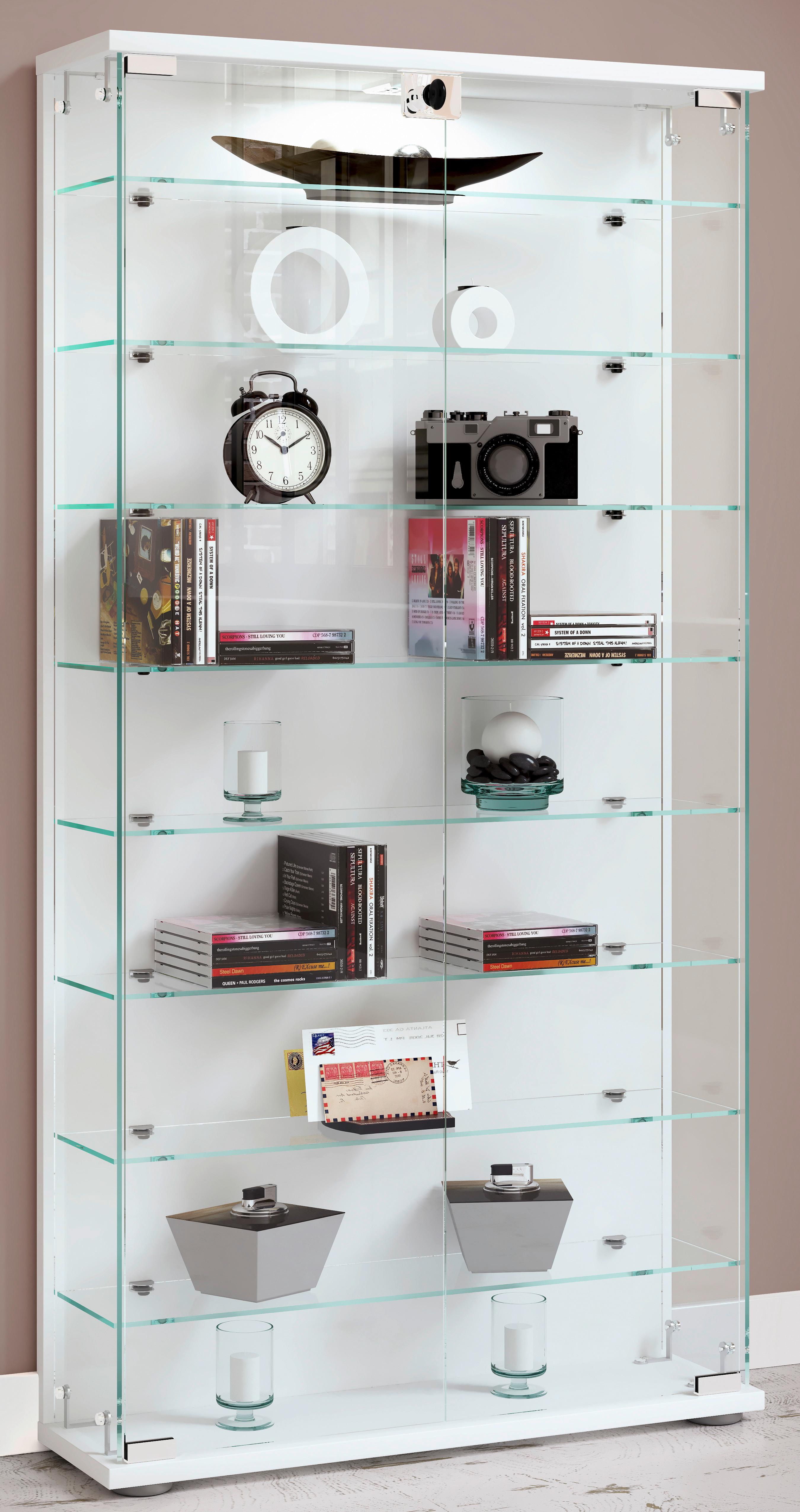 VITRINE STELAS L - Weiss/Transparent, Design, Glas/Holzwerkstoff (59/114/17cm) - MID.YOU