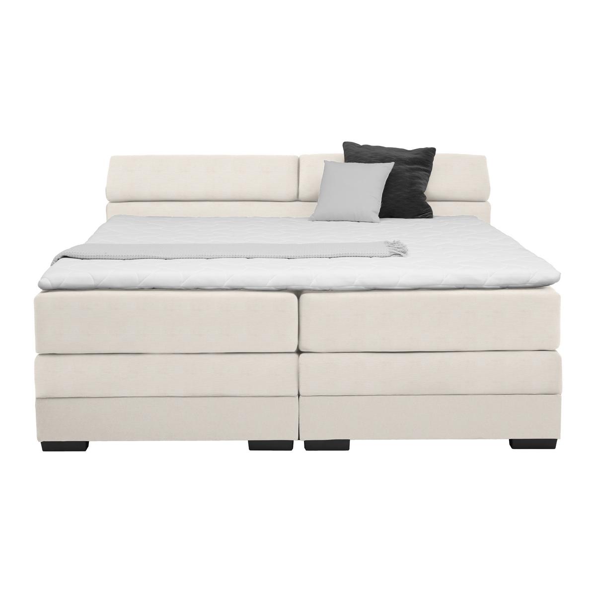 Boxspringbett Sevilla Beige ca. 140x200cm - Beige/Schwarz, KONVENTIONELL, Holz/Kunststoff (140/200cm) - Premium Living