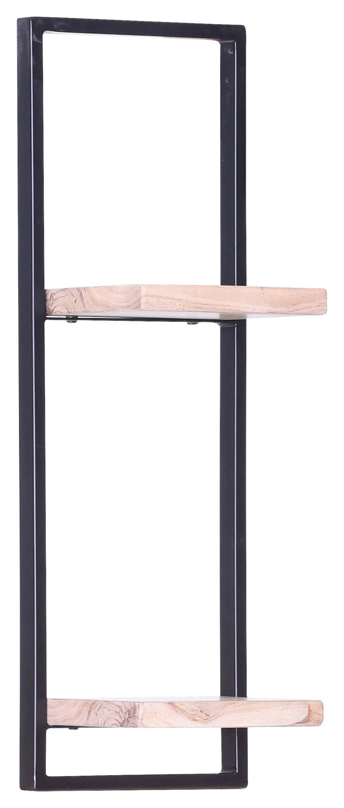 REGAŁ ŚCIENNY PORTO - czarny, Trend, metal/drewno (25/75/20cm) - Livetastic