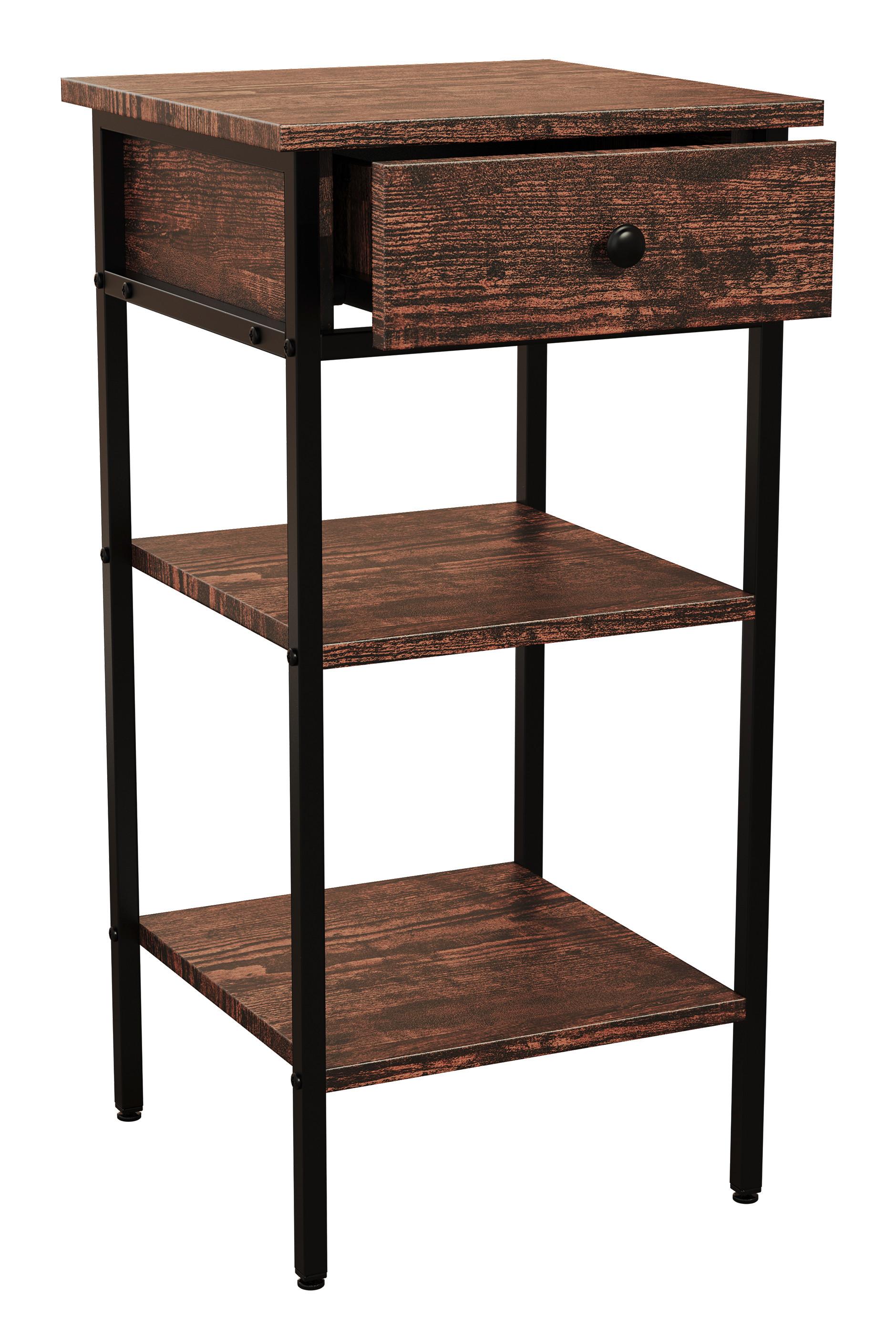 NACHTTISCH AULARI 6 - Eichefarben/Schwarz, Modern, Holzwerkstoff/Metall (35/70/35cm) - MID.YOU