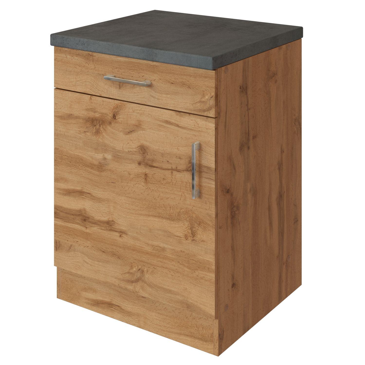 Held Küchenuntscherschrank ca. 50 cm Eiche/Anthrazit - Chromfarben/Anthrazit, MODERN, Holzwerkstoff/Metall (50/85/60cm) - Held