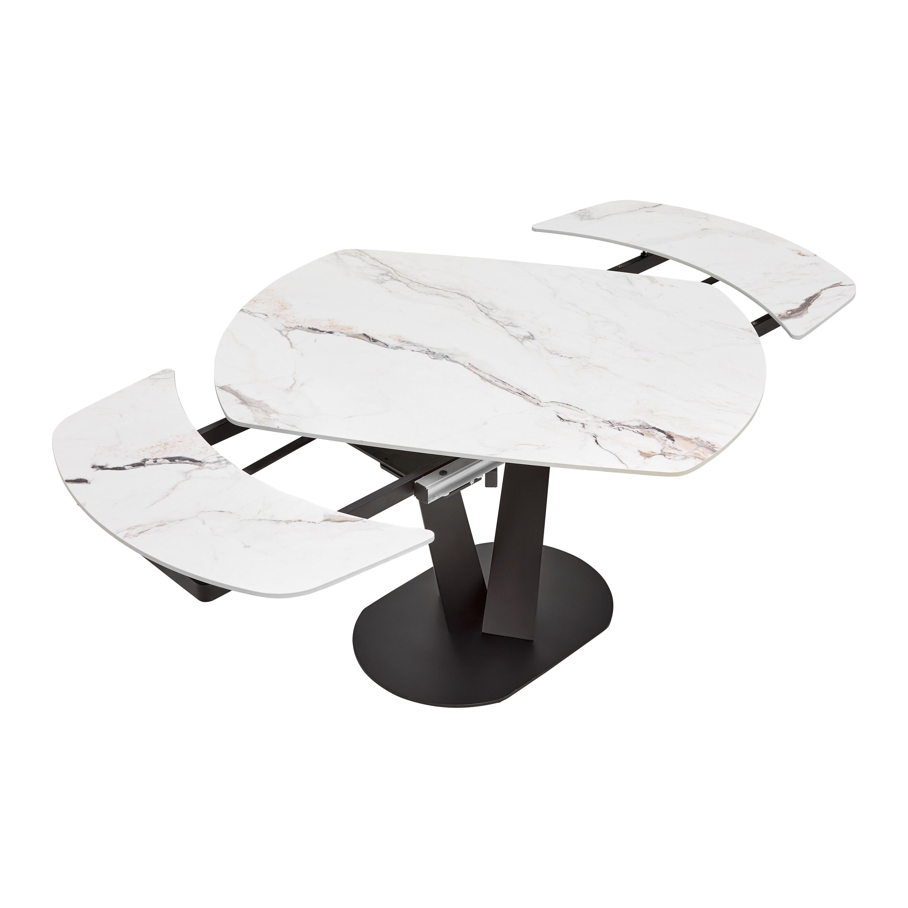 UTDRAGBART BORD NICOLAS - vit/svart, Modern, metall/sten (120-180/90/75-77cm) - Mömax