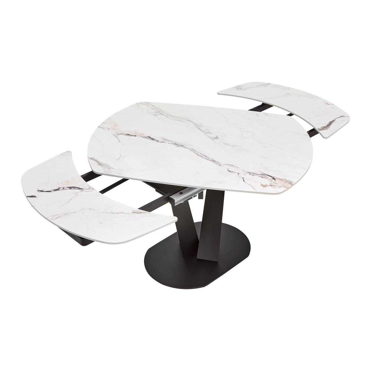 AUSZIEHTISCH NICOLAS - Weiss/Schwarz, Modern, Stein/Metall (120-180/90/75-77cm) - Mömax