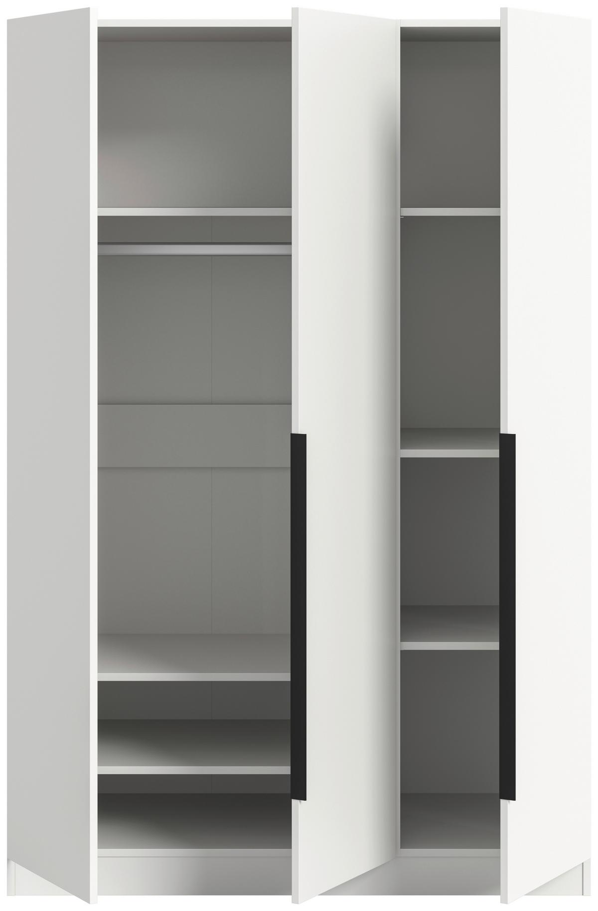 Drehtürenschrank KOPENHAGEN ca.120x181x52cm Weiß - Schwarz/Weiß, MODERN, Holzwerkstoff (120/181/52cm) - MID.YOU