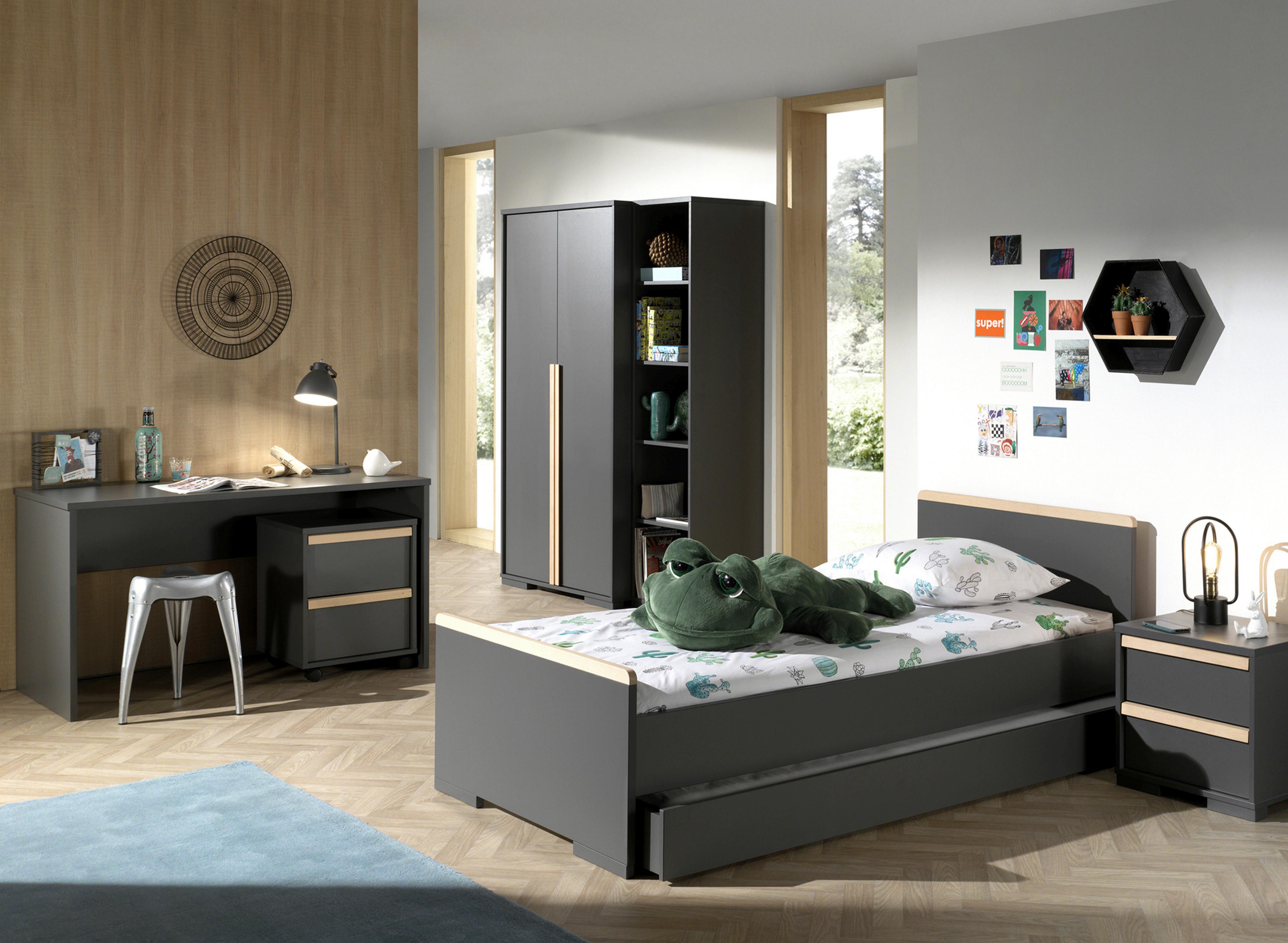 NACHTSCHRANK London B: 48,1 cm Anthrazit - Anthrazit/Buchefarben, MODERN, Holz/Holzwerkstoff (48,1/48,8/40cm) - MID.YOU