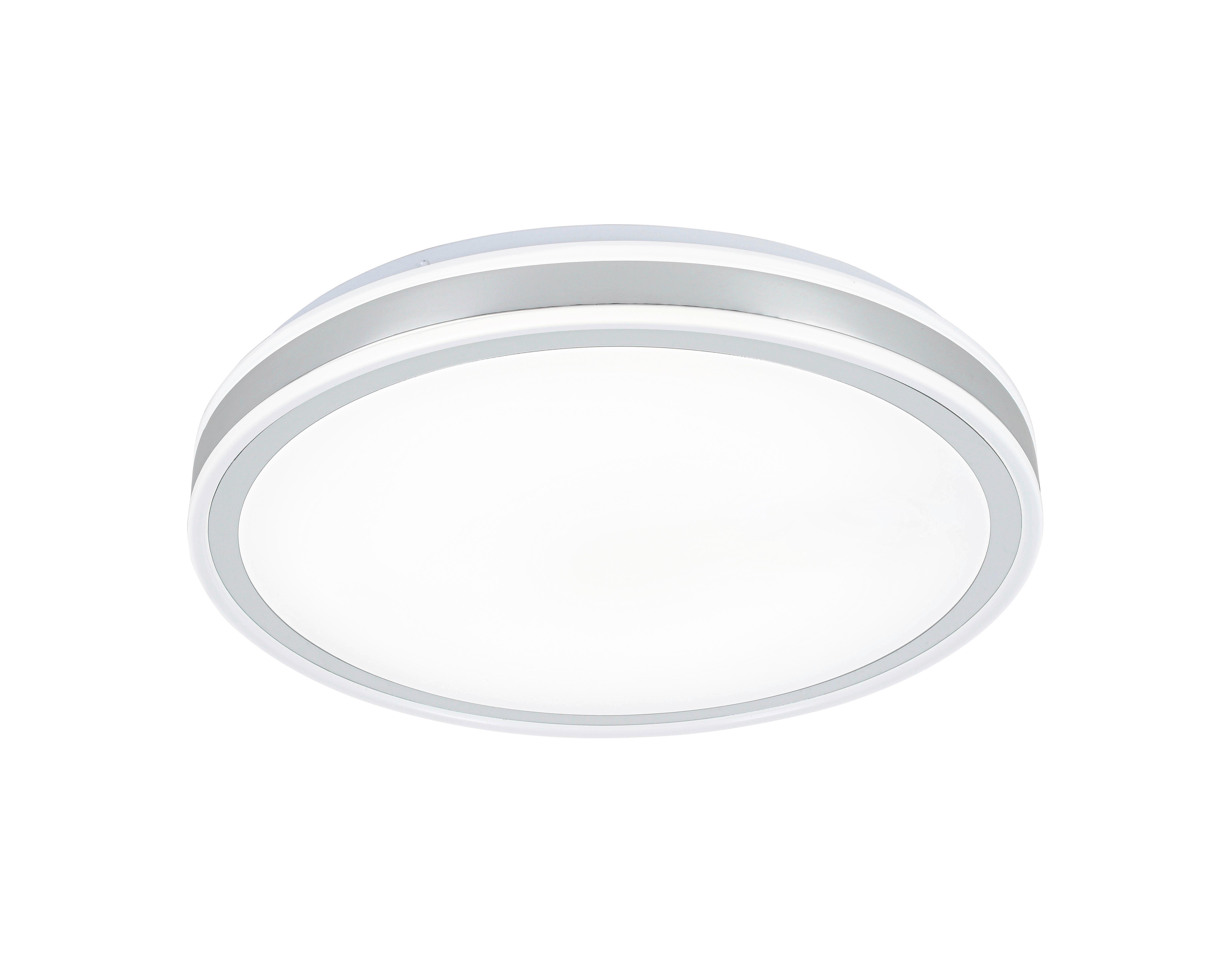 LED-Deckenleuchte Farbi Weiß/Chrom max. 18 Watt - Chromfarben/Weiß, MODERN, Kunststoff/Metall (38/38/6cm) - Mömax