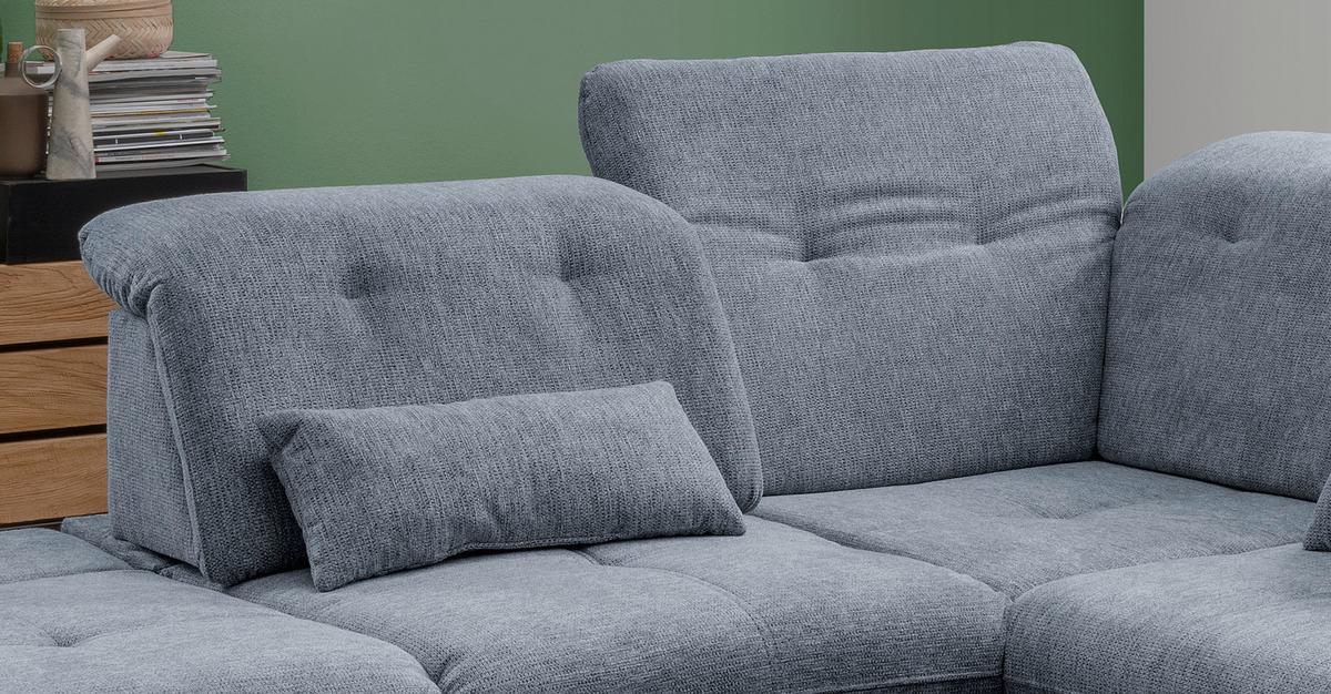 Wohnlandschaft Dalida Hellblau Chenille - Chromfarben/Hellblau, Design, Textil/Metall (254/280cm) - Livetastic