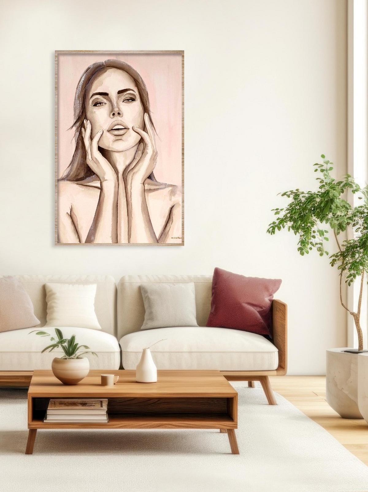 BILD STL-DE-ROUW-001-80X120-AKVELT - Hellbraun/Altrosa, Basics, Holz/Kunststoff (80/120/10cm)