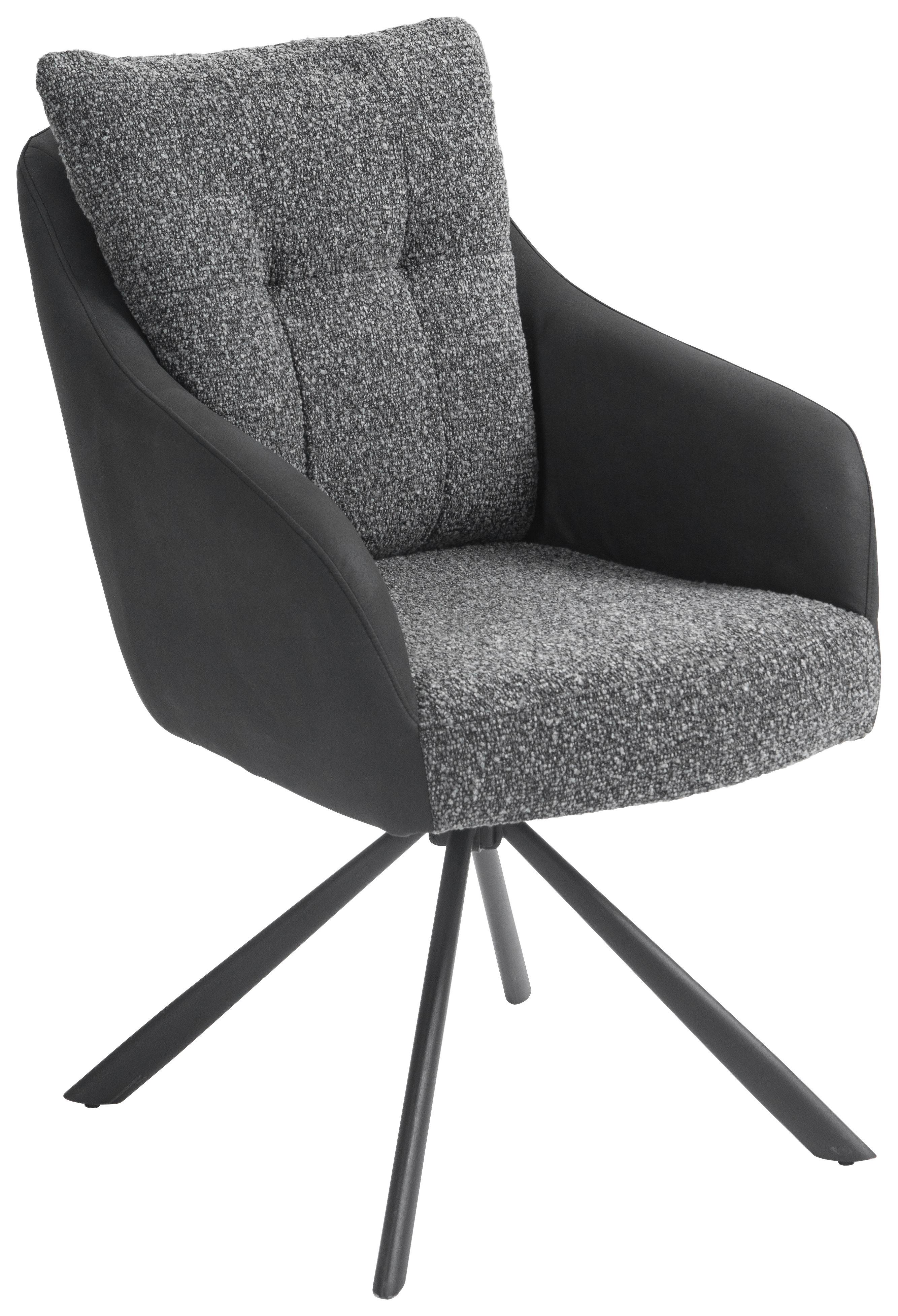 KRZESŁO Z PODŁOKIETNIKAMI BARI - antracytowy/czarny, Design, metal/tkanina (59/93/69cm) - Novel