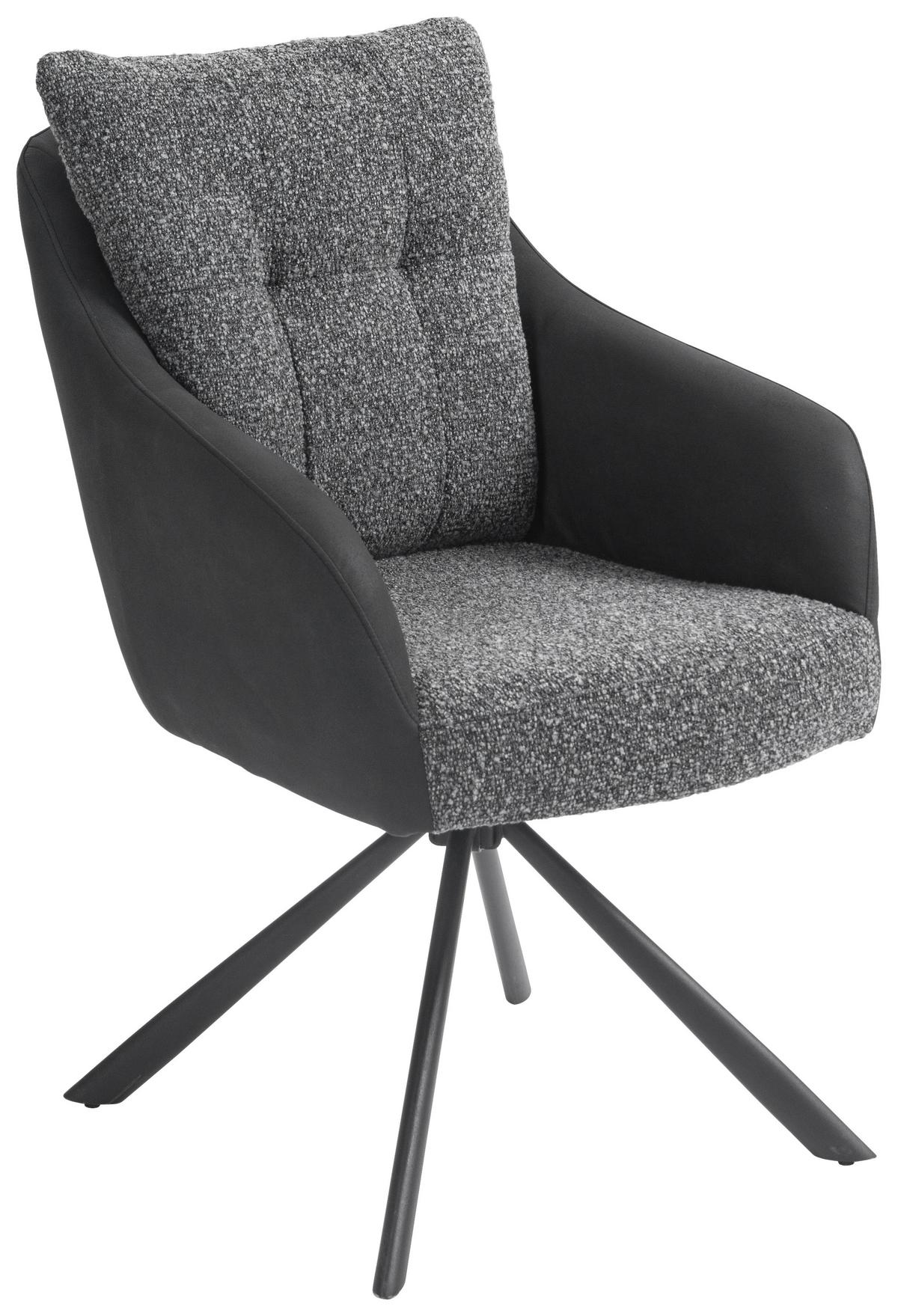 KRZESŁO Z PODŁOKIETNIKAMI BARI - antracytowy/czarny, Design, metal/tkanina (59/93/69cm) - Novel