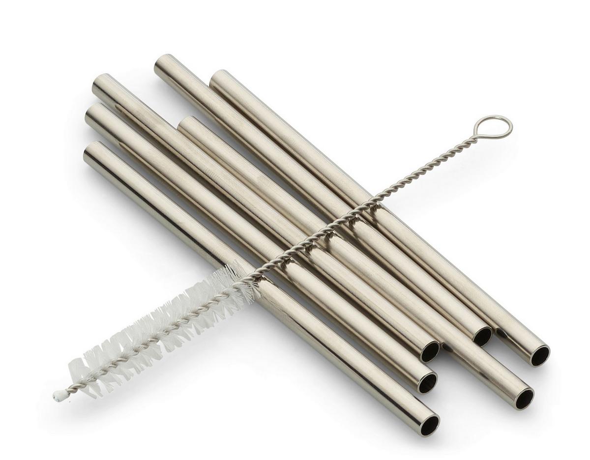 Set Slamic S Krtačko Straw, 6-Delni - barve nerjavečega jekla, Basics, kovina (12cm) - Echtwerk