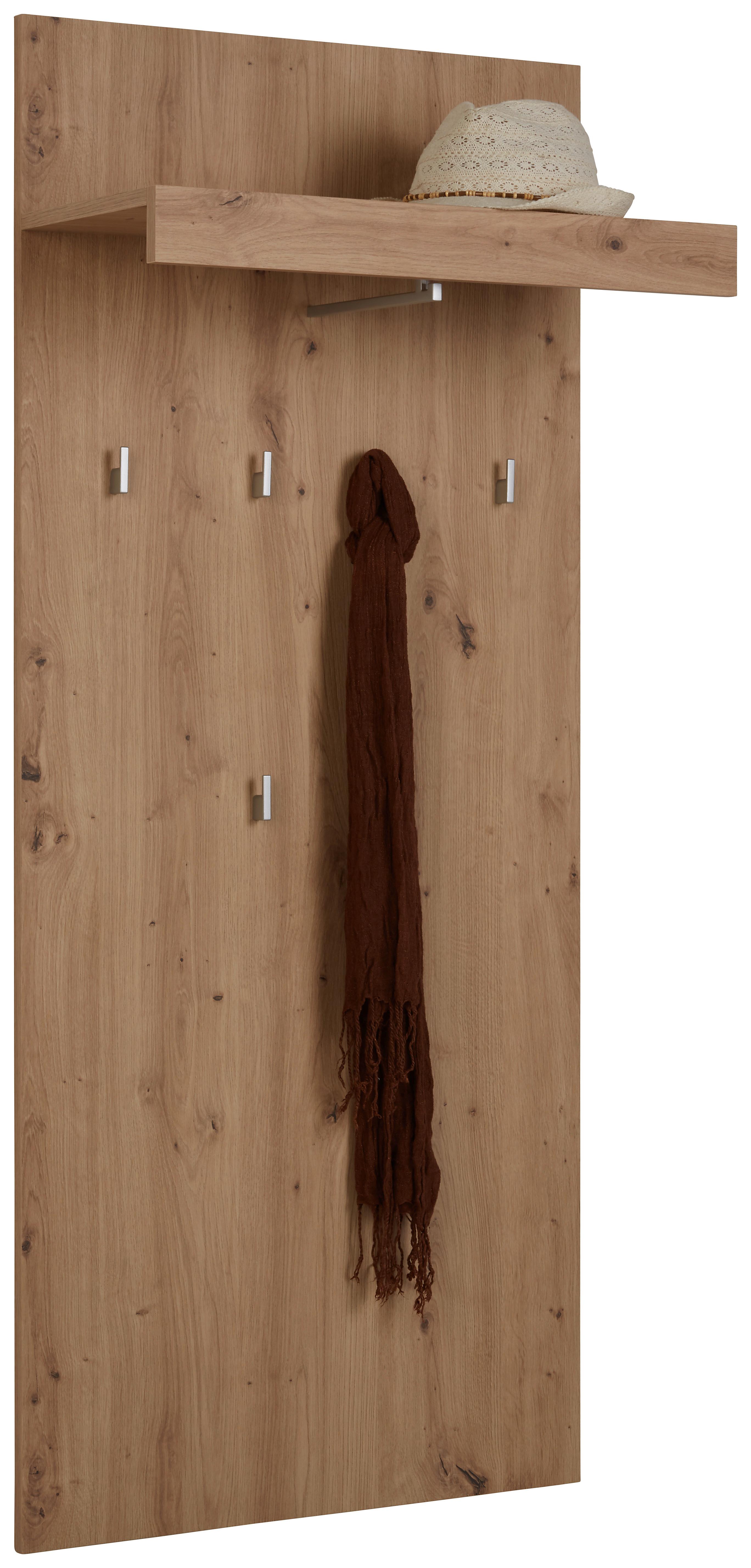 Garderobenpaneel in Eichefarben mit 6 Haken - Eichefarben, Konventionell, Holzwerkstoff (65/148/28cm) - Mömax