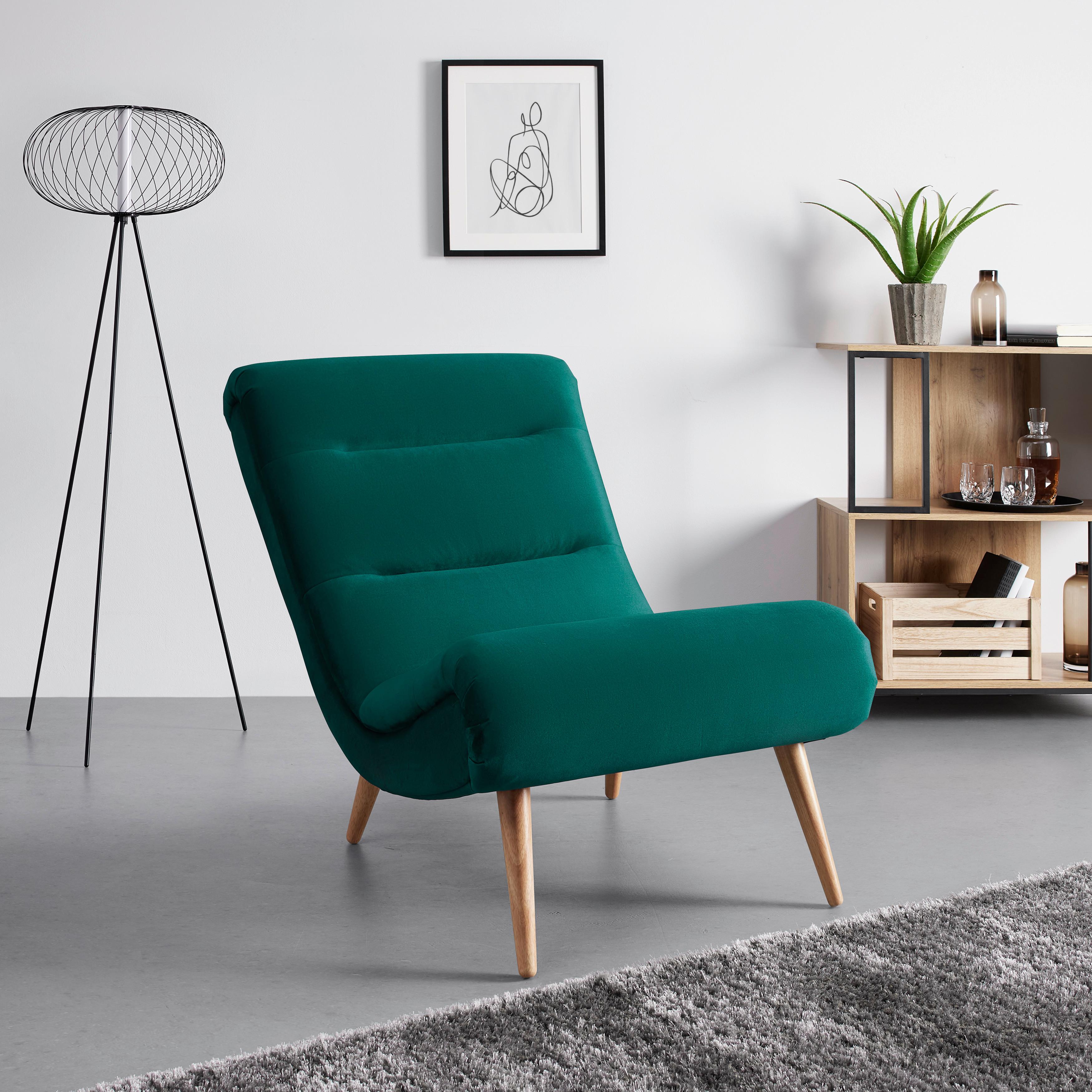 Relaxsessel grün, grün, "Jan" - Naturfarben/Grün, MODERN, Holz/Textil (74/102/90cm) - Bessagi Home