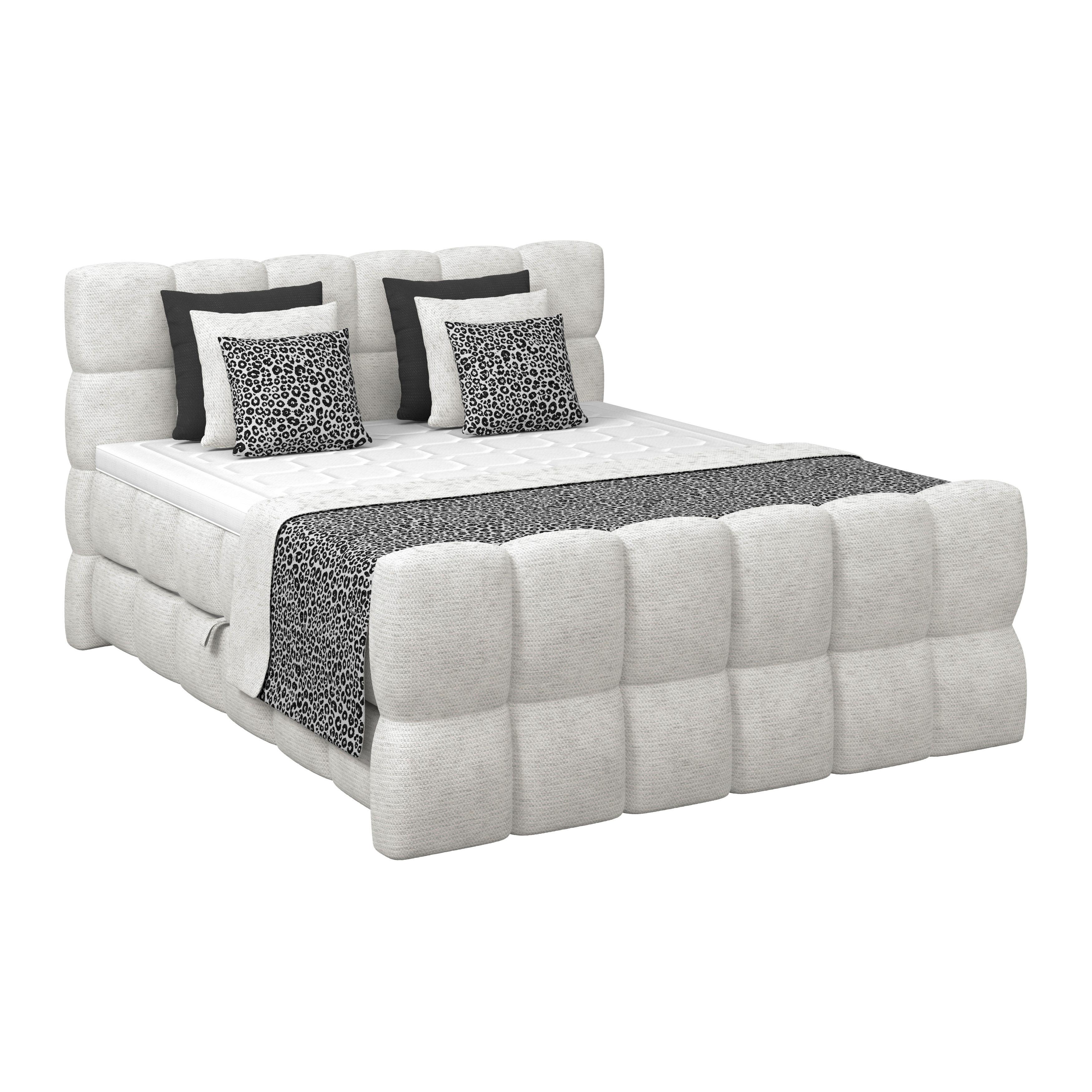 Boxspring Krevet Brisbane - crna/krem, Trend, drvni materijal/drvo (160/200cm) - Premium Living