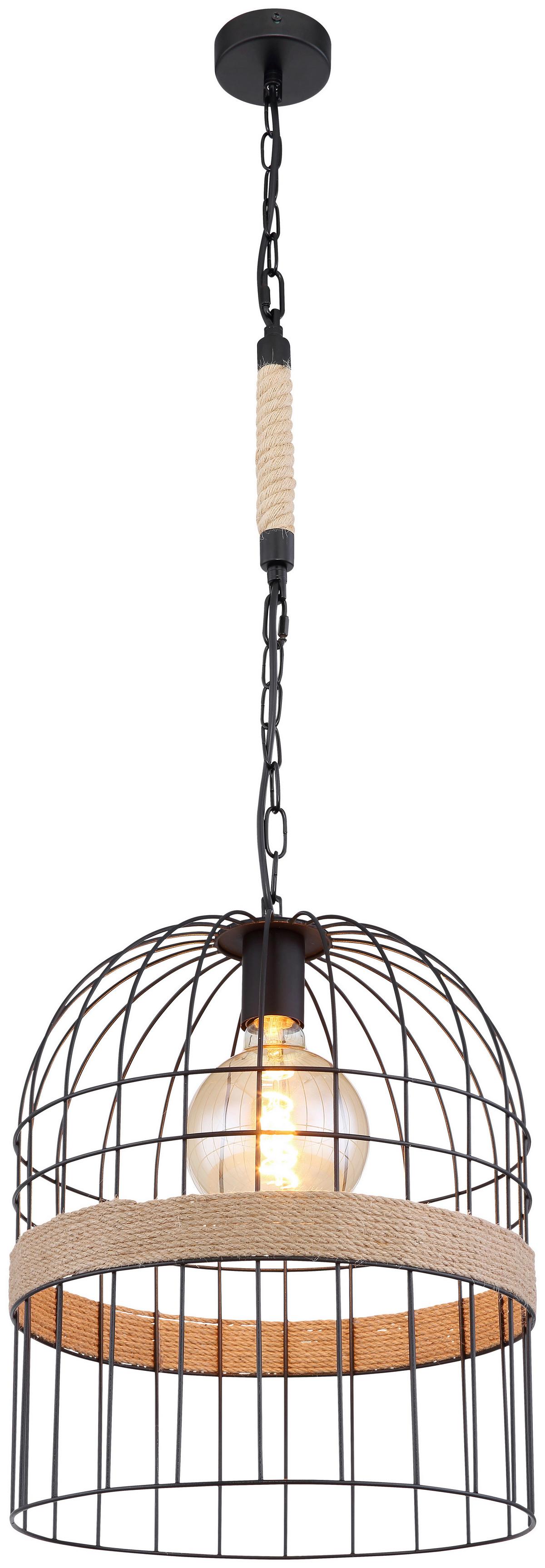 HÄNGELEUCHTE HALIA D: 35 CM BRAUN - Schwarz/Braun, Natur, Naturmaterialien/Metall (35/140cm) - Globo