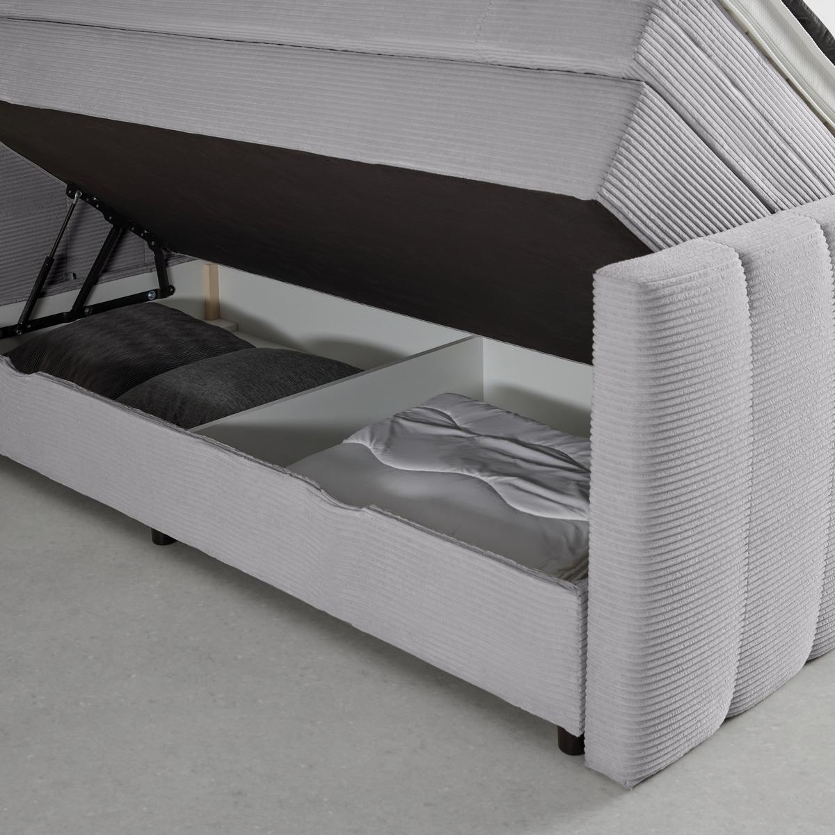 Boxspringbett Malaga Hellgrau ca. 180x200cm - Silberfarben/Hellgrau, KONVENTIONELL, Holzwerkstoff/Kunststoff (180/200cm) - Premium Living