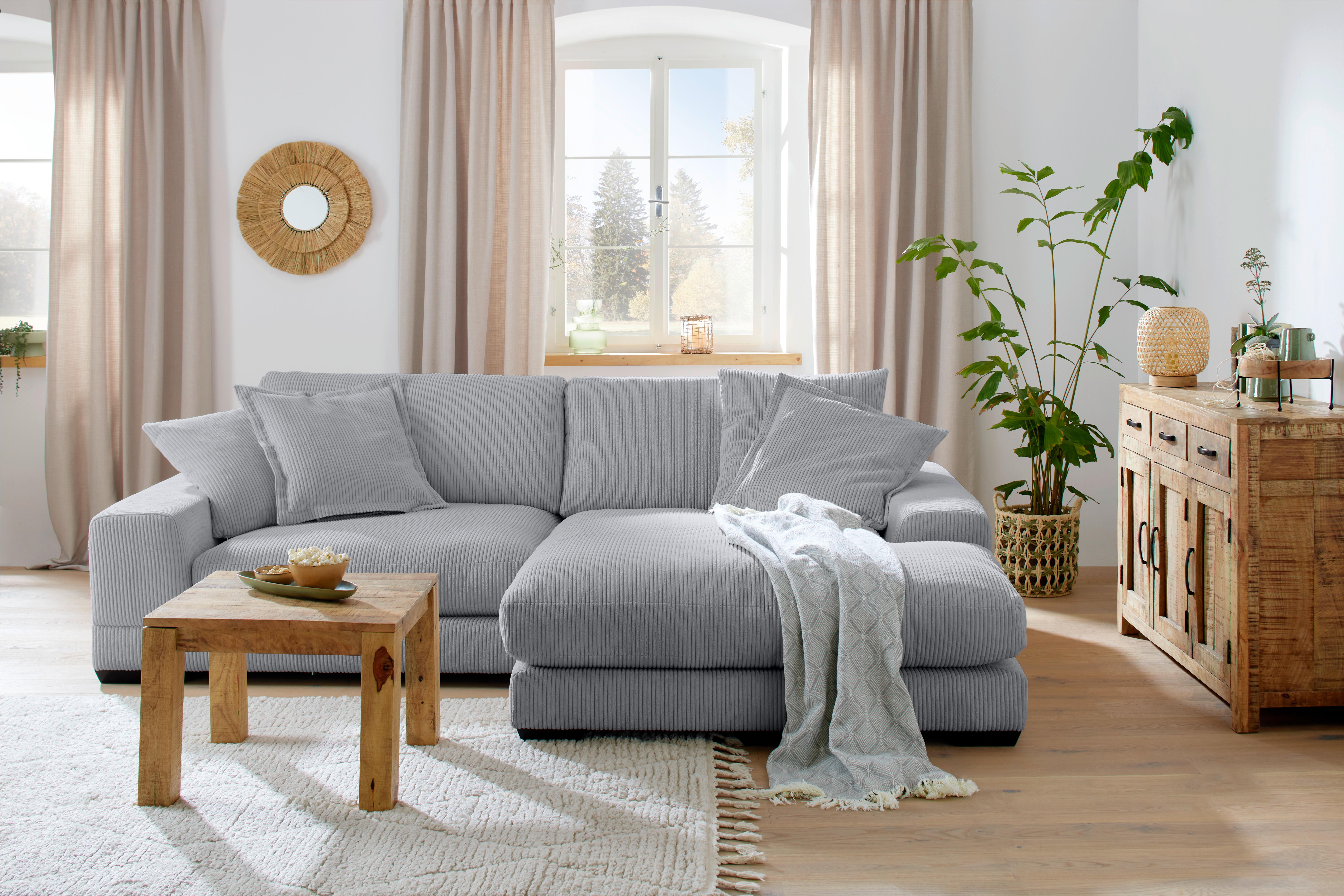 Wohnlandschaft Paddy Ecke in Grau - Beige/Hellgrau, ROMANTIK / LANDHAUS, Holz/Kunststoff (280/190cm) - Mömax