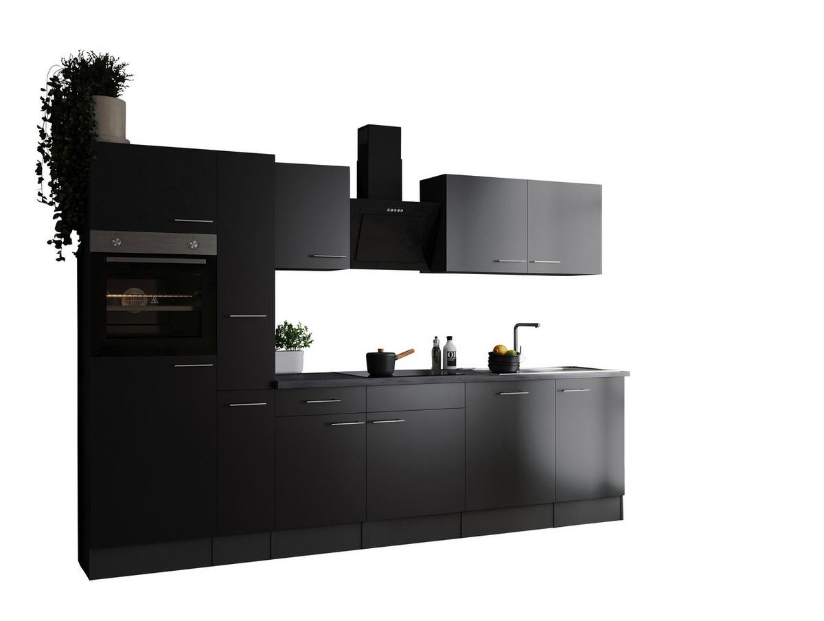 Kuhinjski Blok Z Aparati Oliver, 310cm - srebrne barve/črna, Design, kovina/leseni material (310cm) - Respekta