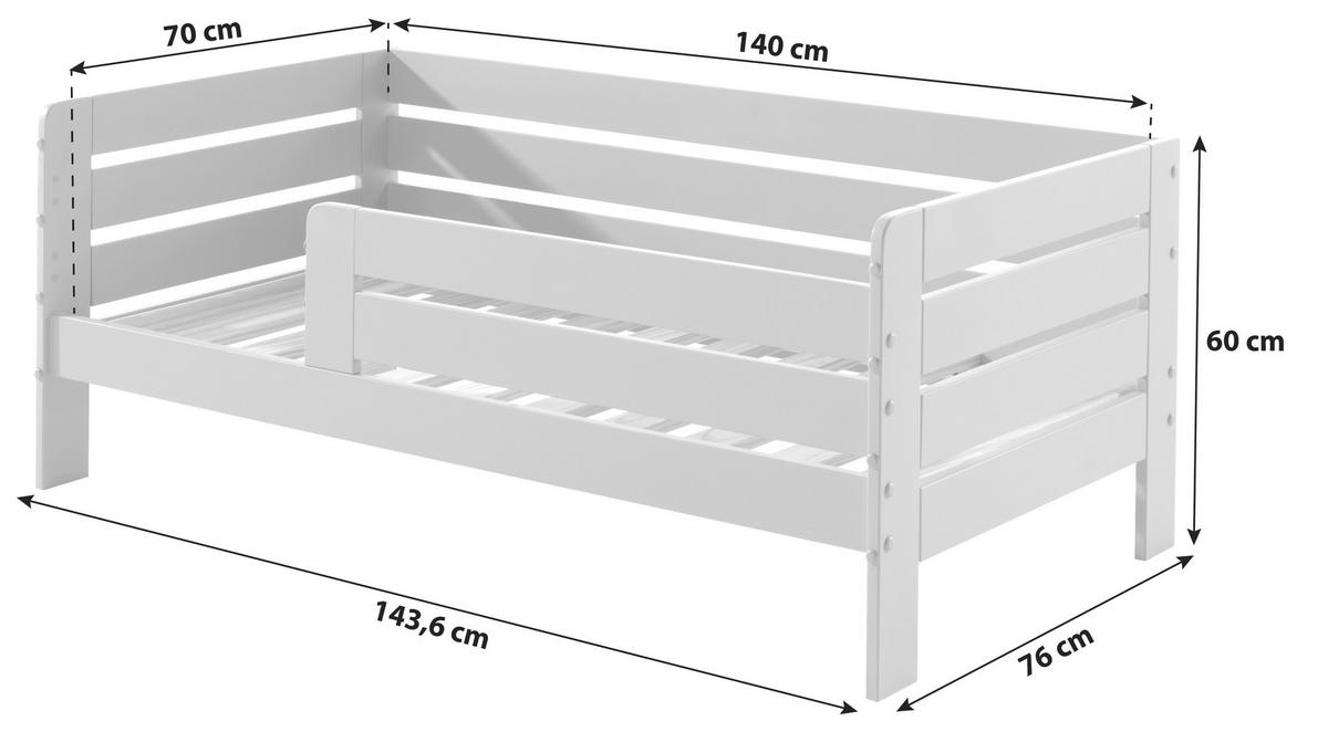 Kinderbett Grau ca. 76x144 cm - Naturfarben/Grau, MODERN, Holz/Holzwerkstoff (70/140cm) - MID.YOU
