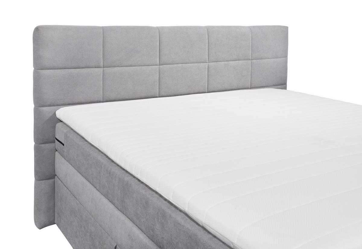 Boxspringbett Tacoma 3 inkl. Topper ca. 180x200cm Anthrazit - Hellgrau, KONVENTIONELL, Kunststoff (180/200cm) - MID.YOU