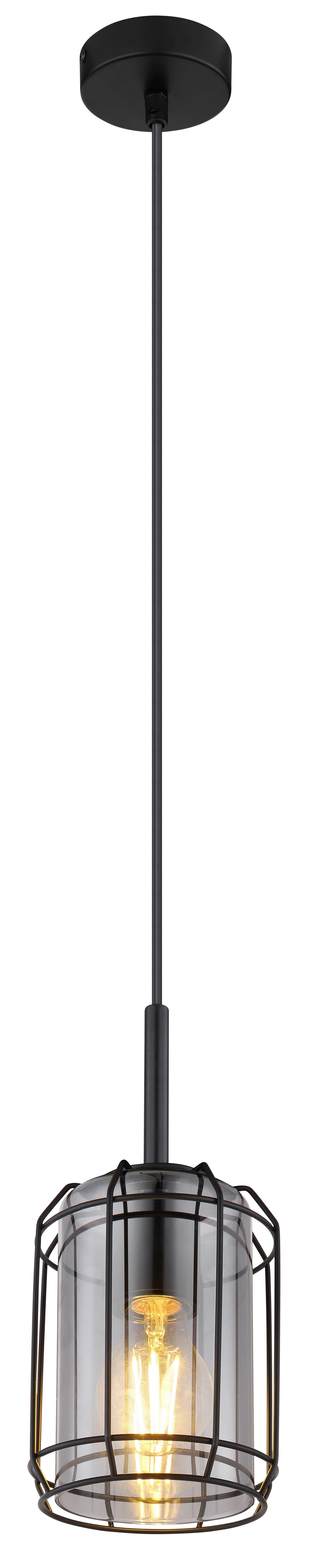 Hängeleuhte Kammi Schwarz max. 60 Watt - Schwarz, MODERN, Glas/Metall (13/120cm) - Globo