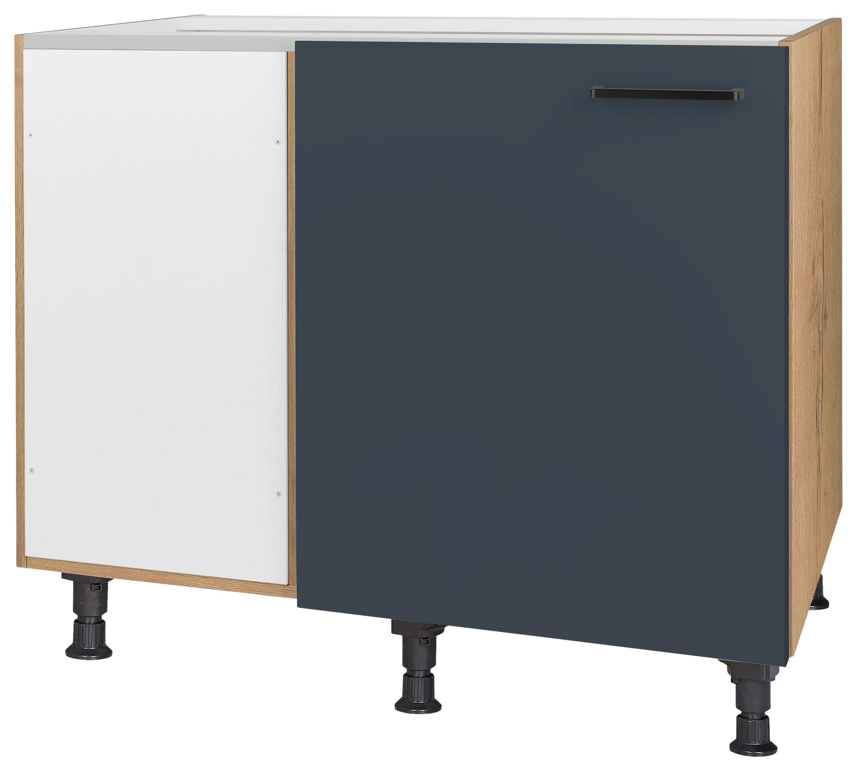 Eckunterschrank Easytouch Blau - Blau/Eichefarben, MODERN, Holzwerkstoff/Metall (125/87/65cm) - Nobilia