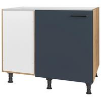 Eckunterschrank Easytouch Blau - Blau/Eichefarben, MODERN, Holzwerkstoff/Metall (125/87/65cm) - Nobilia