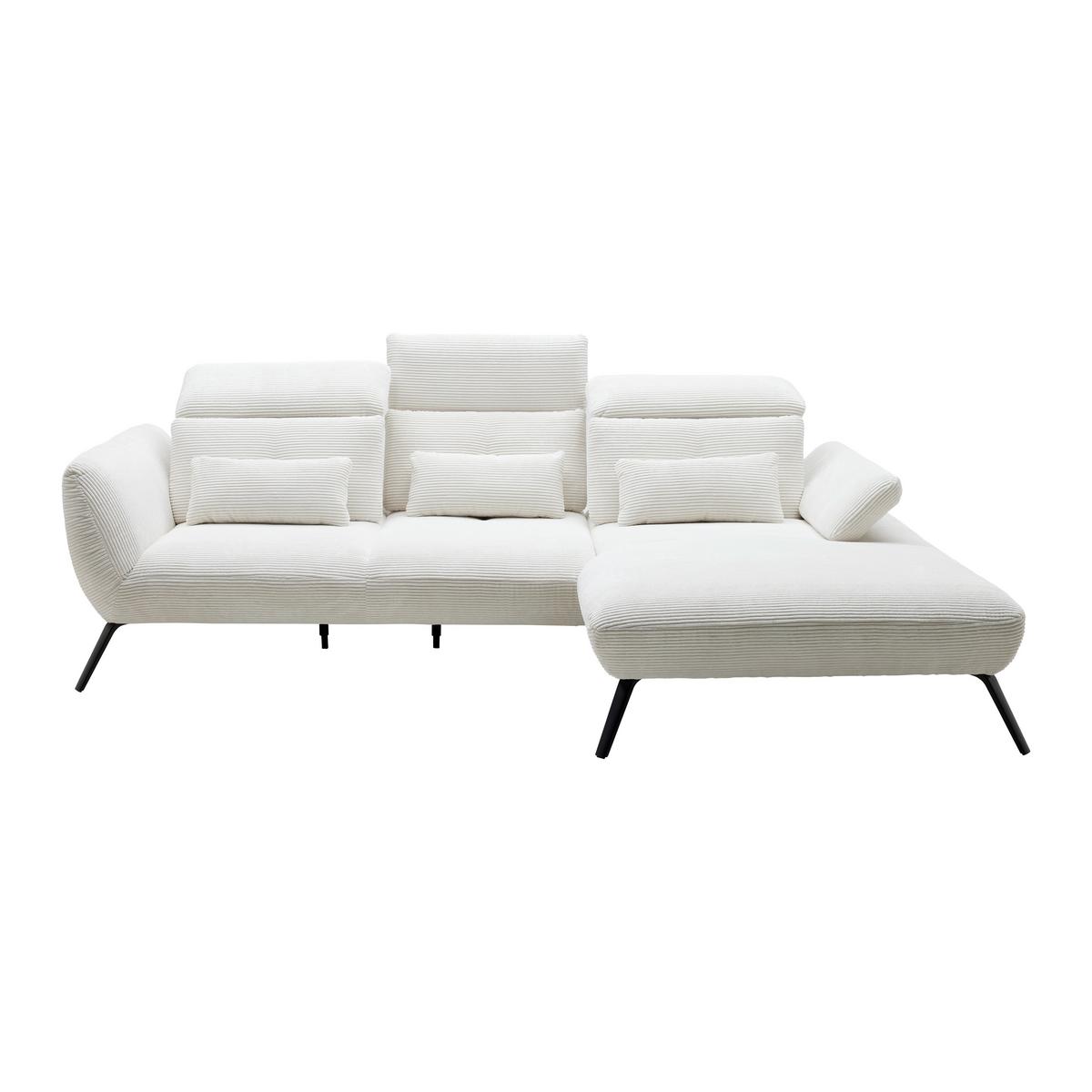 salon panoramique in Weiss - Weiss/Schwarz, Modern, Holzwerkstoff/Textil (301/196cm) - Premium Living