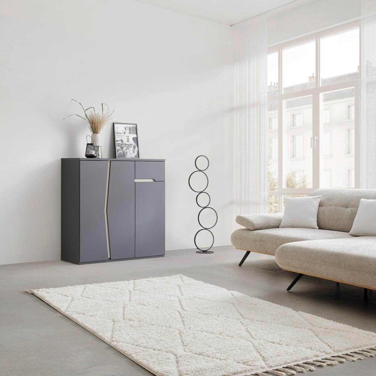 Highboard Manhatten in Grau/Graphitfarben - Graphitfarben/Schwarz, Modern, Holzwerkstoff/Kunststoff (110/110/42cm) - Premium Living