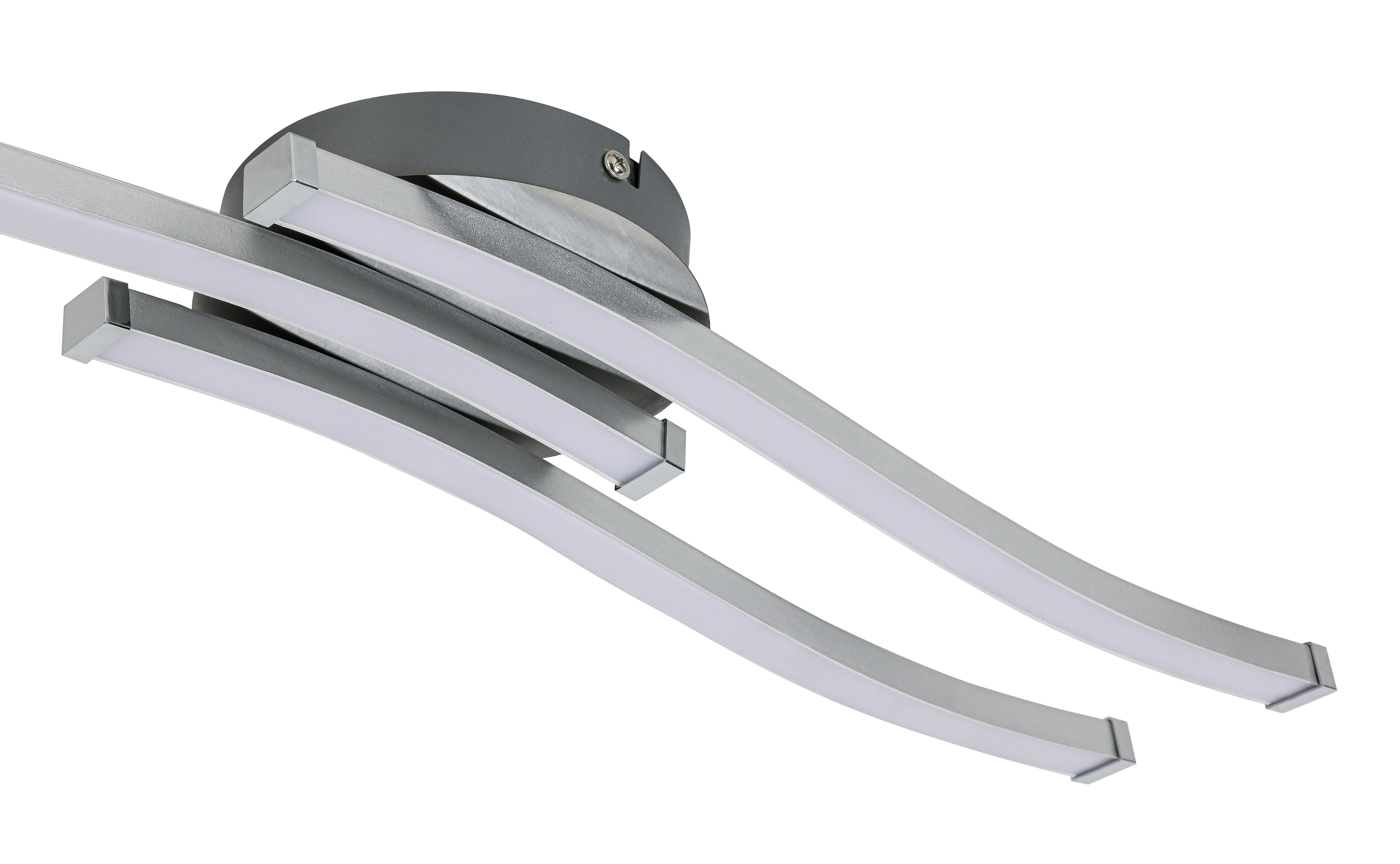 LED-TAKLAMPA ROLLIM - vit/nickelfärgad, Klassisk, metall/plast (14/54,5/6,5cm) - Mömax