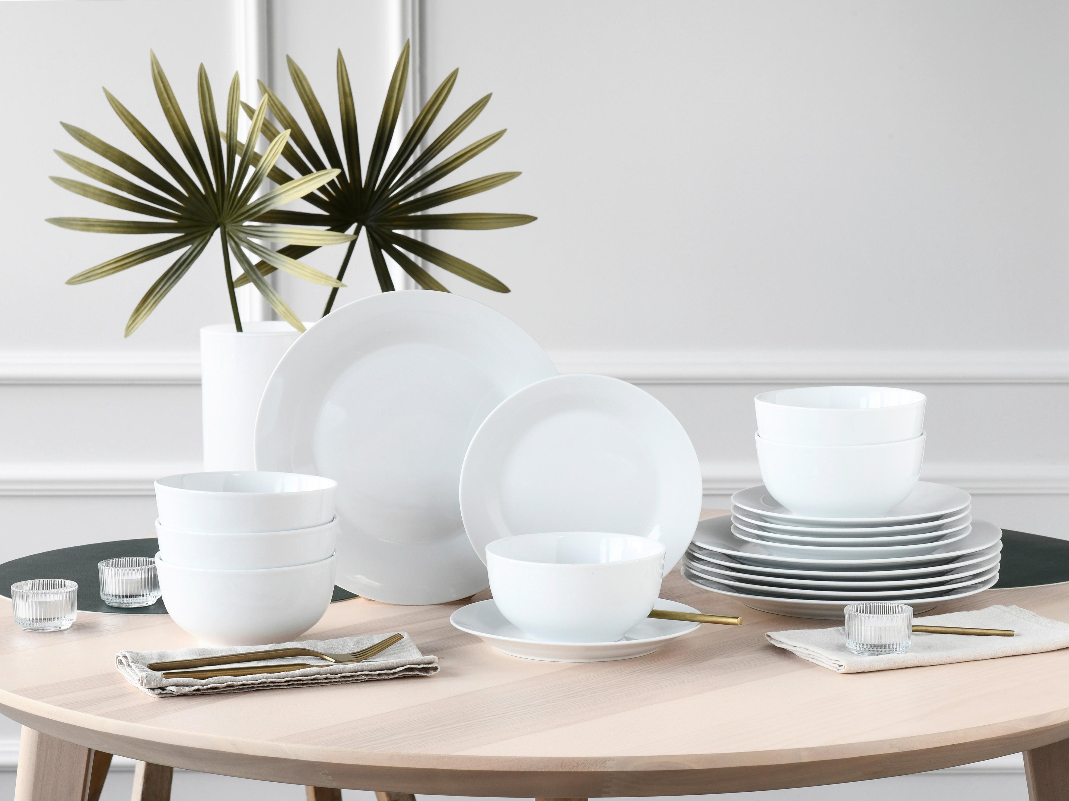 Jedilni Servis Base, 18-Delni - bela, Basics, keramika - Creatable