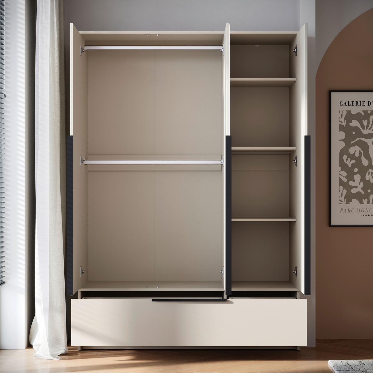 Omara Za Oblačila Spirit, Bež, Kašmir - kašmir/črna, Konvencionalno, kovina/leseni material (134,5/192,9/51cm) - P & B