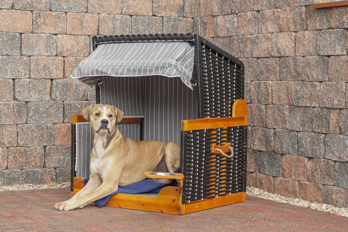 Hundestrandkorb ca. 75x95 cm Grau/Schwarz - Schwarz/Grau, Basics, Holz/Kunststoff (75/95/6cm) - Gardenson