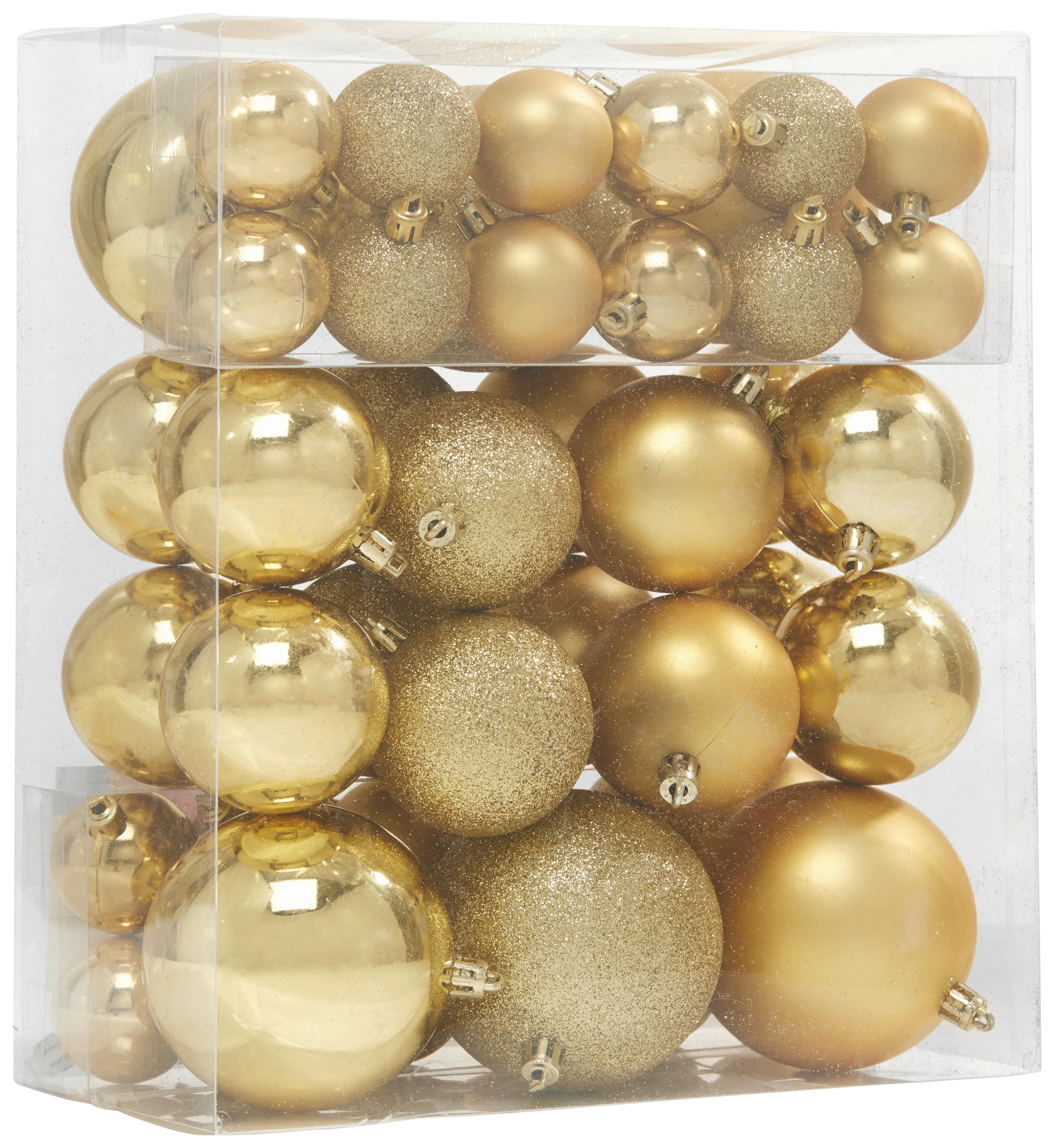 Christbaumkugel Gabriel in Goldfarben 46-teilig - Goldfarben, Basics, Kunststoff - Modern Living