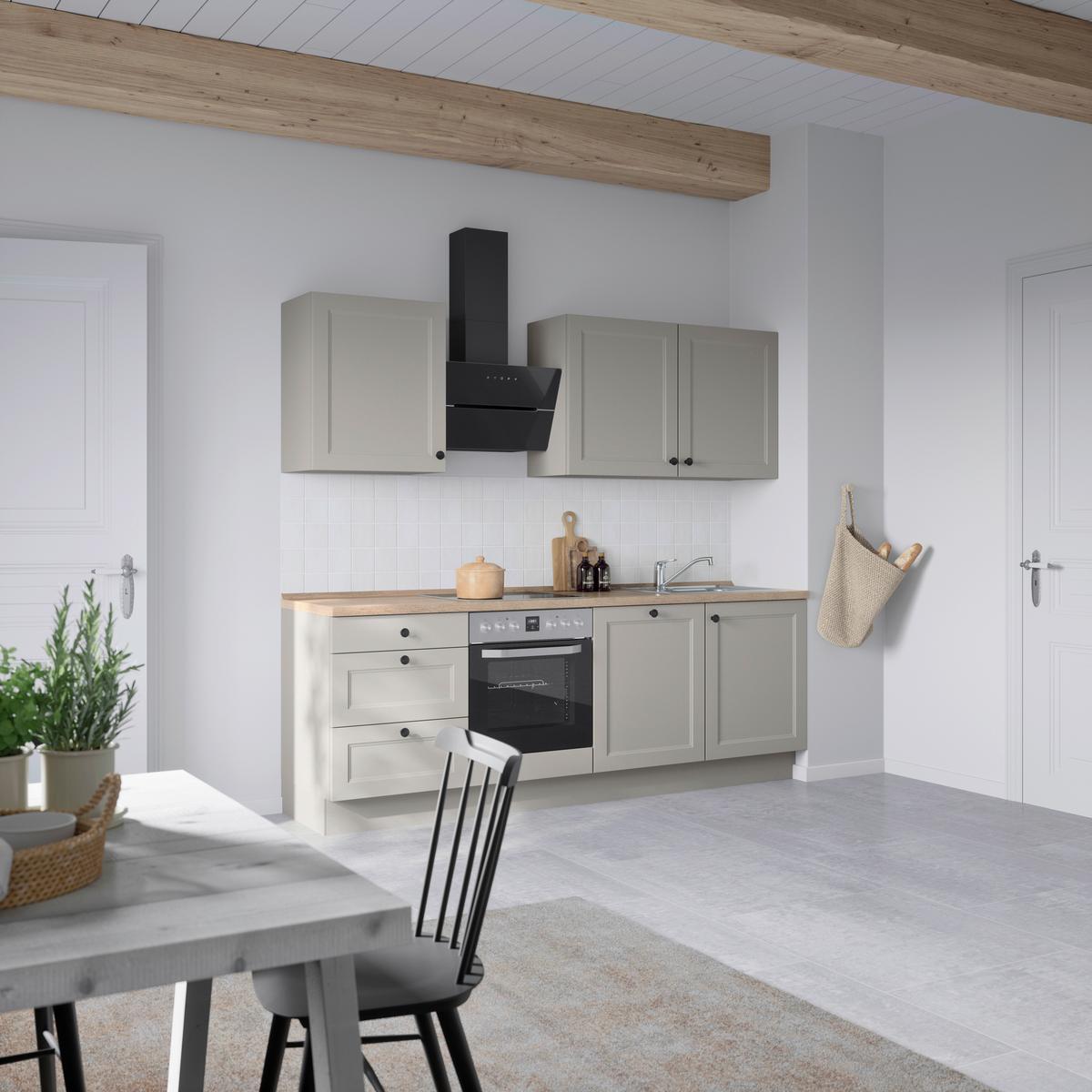 Küchenblock Cascada High m. Geräten Grau - Eiche dunkel/Schwarz, MODERN, Holzwerkstoff/Metall (240cm) - Nobilia