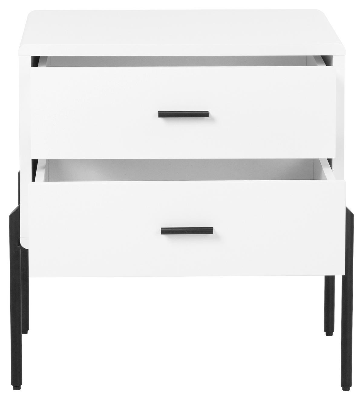 Nachttisch Pelotas Weiß/Schwarz - Schwarz/Weiß, MODERN, Holzwerkstoff/Metall (50/60/40cm) - Premium Living